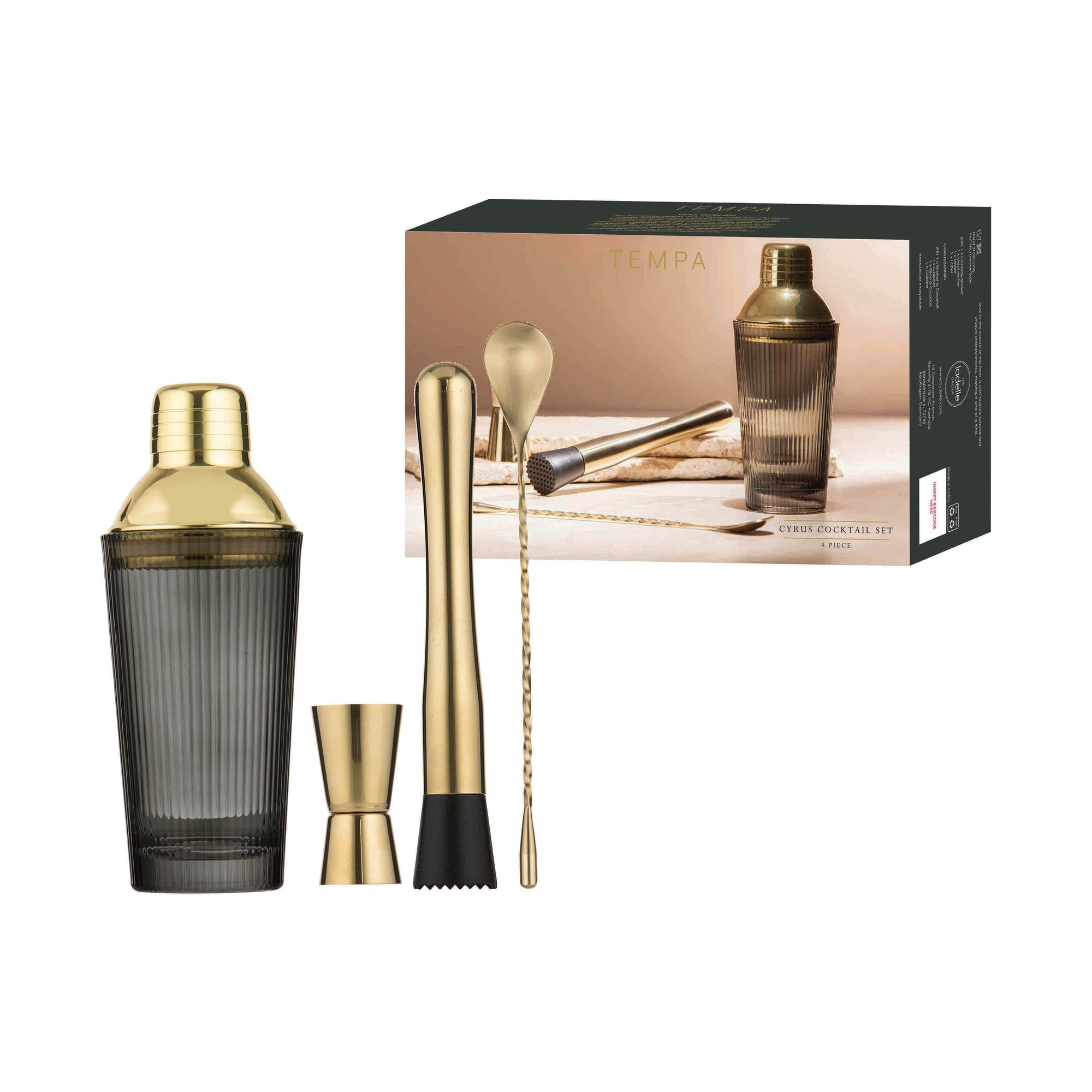 Tempa Cyrus Charcoal 4pc Cocktail Set