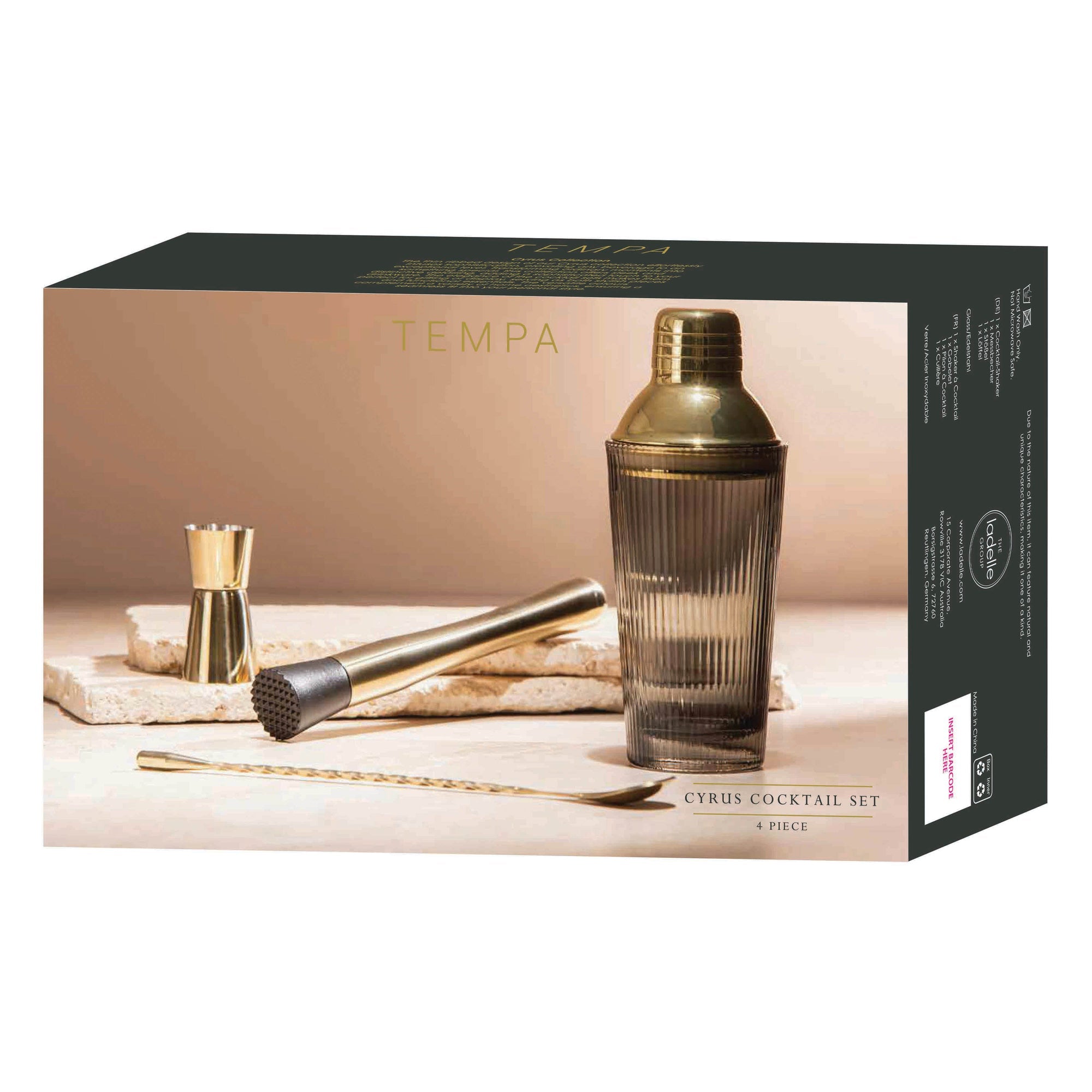 Tempa Cyrus Charcoal 4pc Cocktail Set