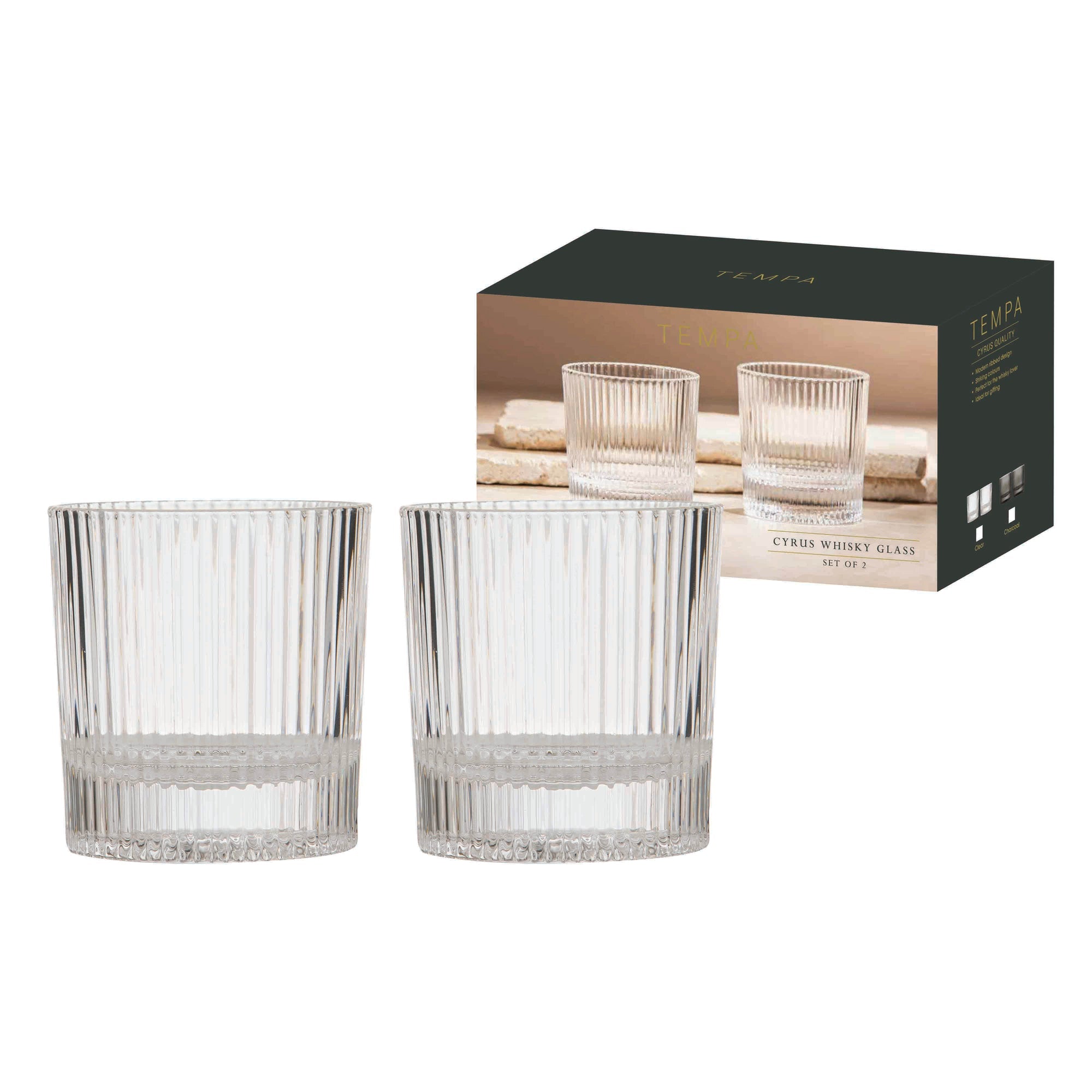 Tempa Cyrus Clear 2pk Whisky Glass