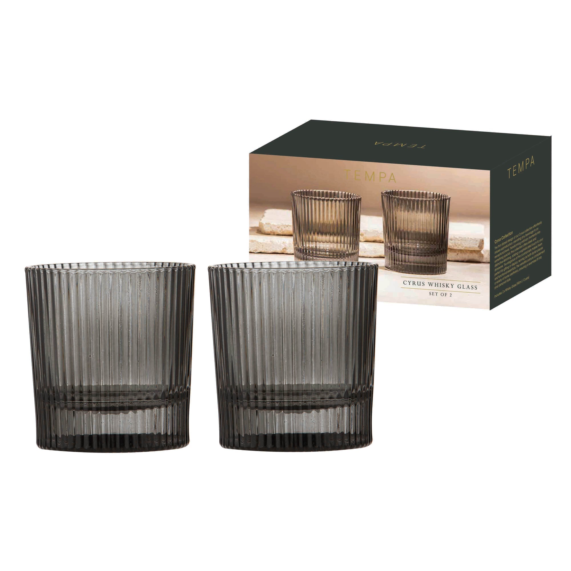 Tempa Cyrus Charcoal 2pk Whisky Glass