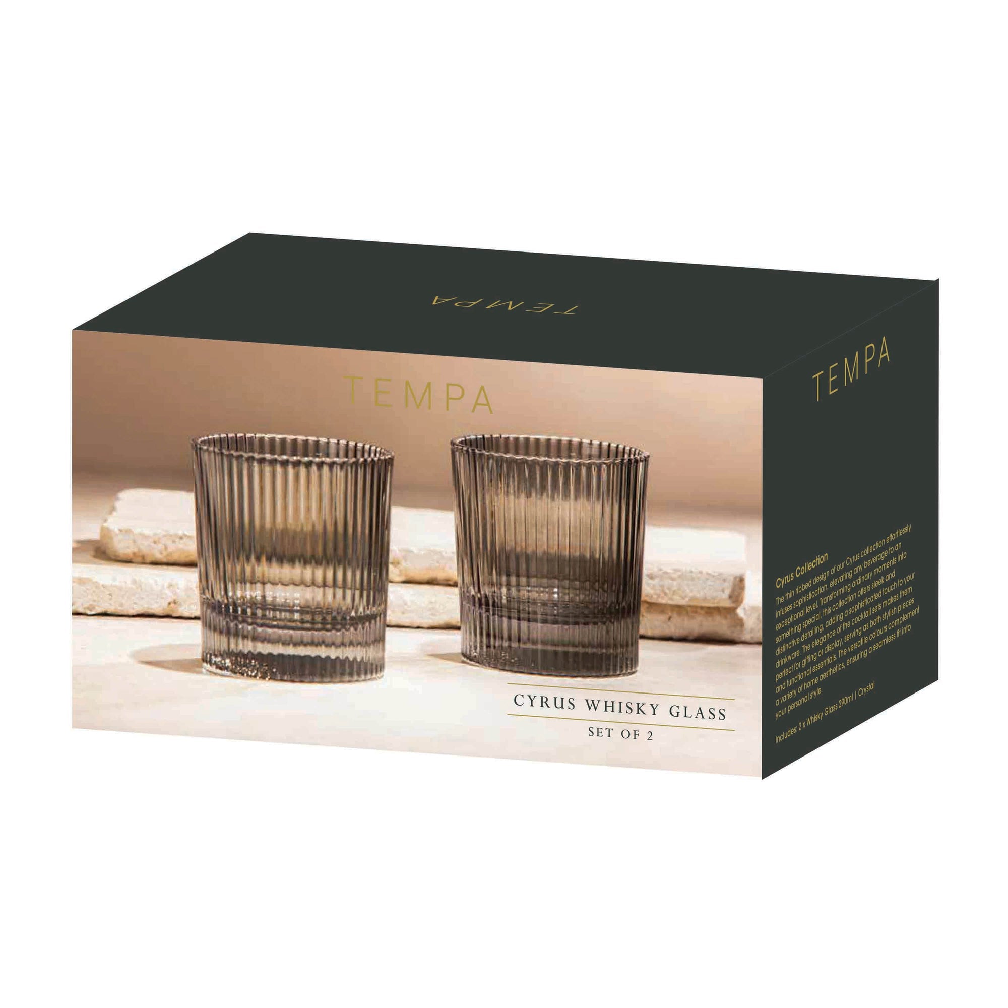 Tempa Cyrus Charcoal 2pk Whisky Glass