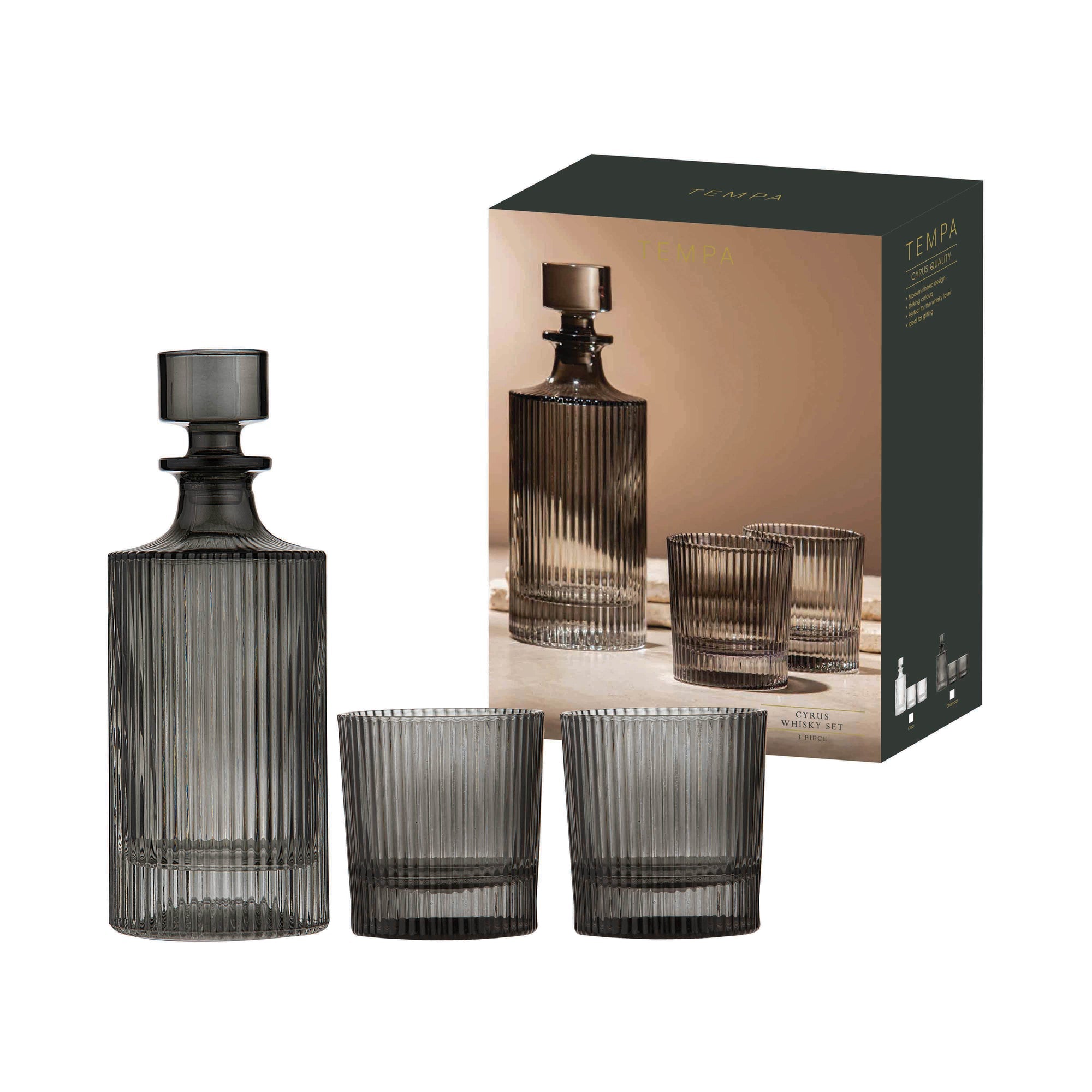 Tempa Cyrus Charcoal 3pc Whisky Set