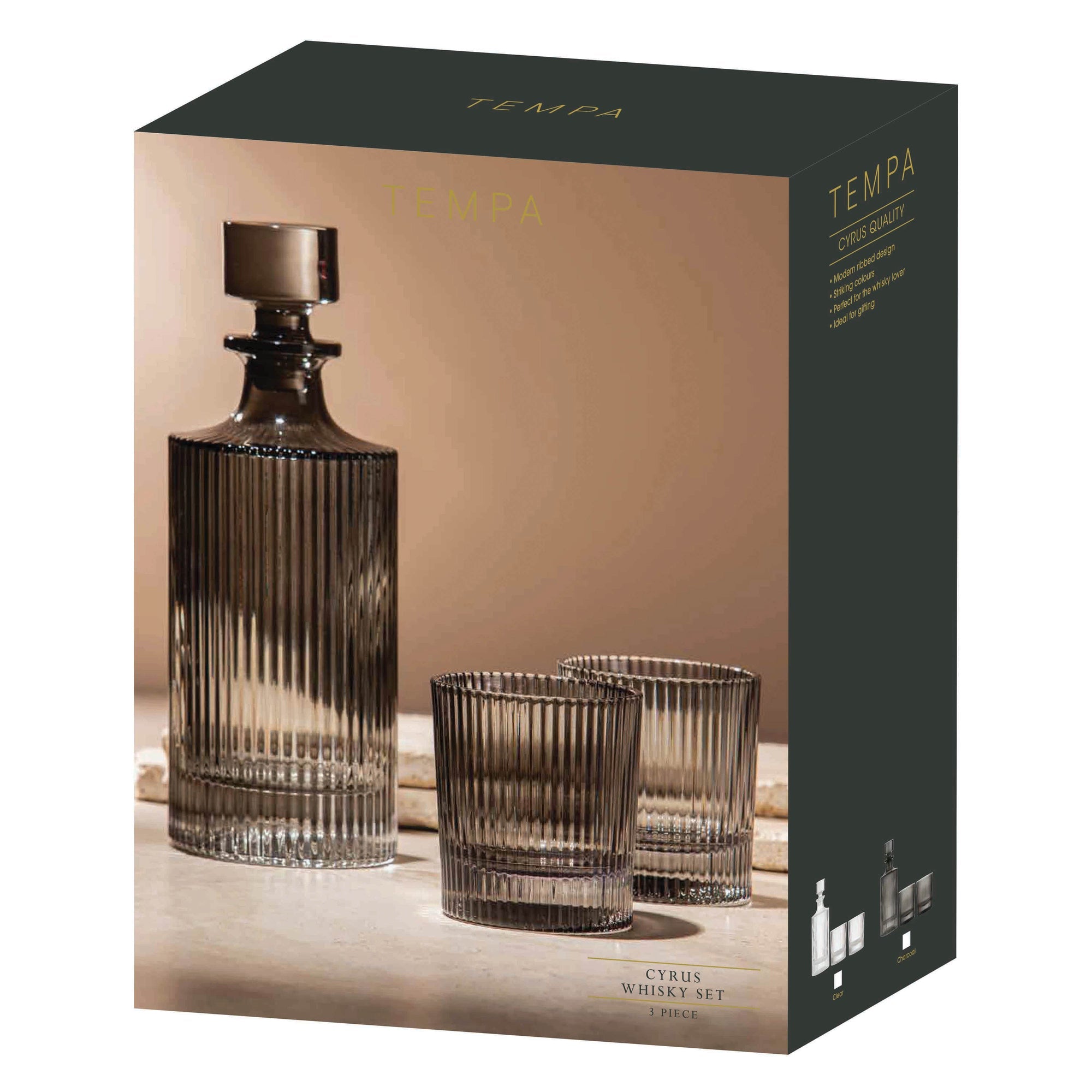 Tempa Cyrus Charcoal 3pc Whisky Set