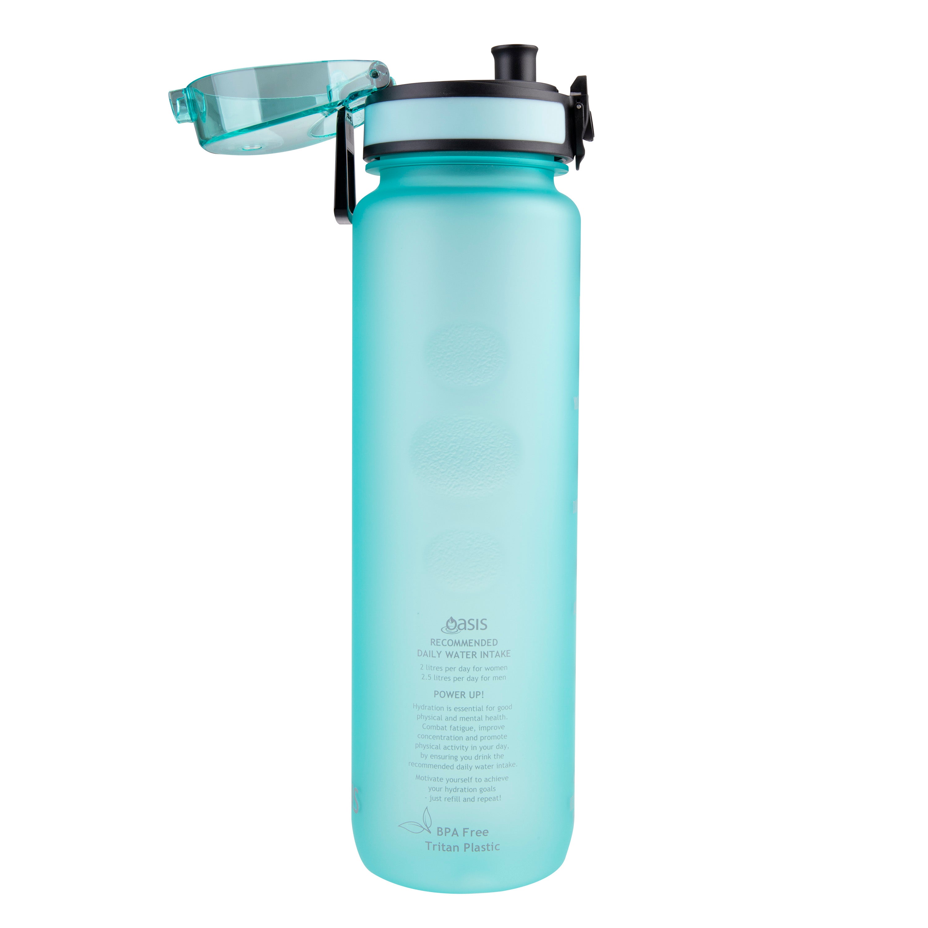 Oasis Tritan Motivational Sports Bottle 1L - Aqua Marine