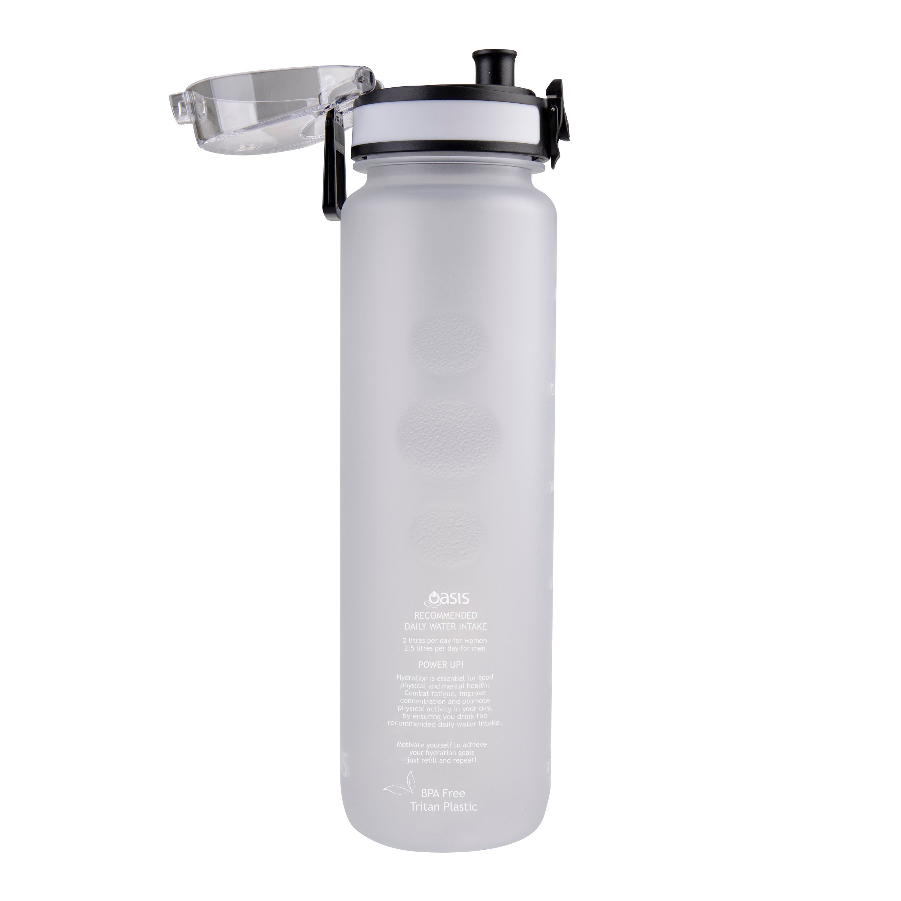 Oasis Tritan Motivational Sports Bottle 1L - White