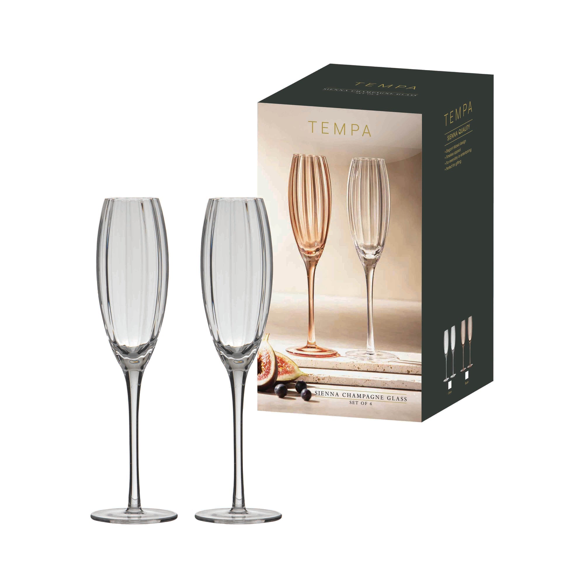 Tempa Sienna Clear 4pk Champagne Glass