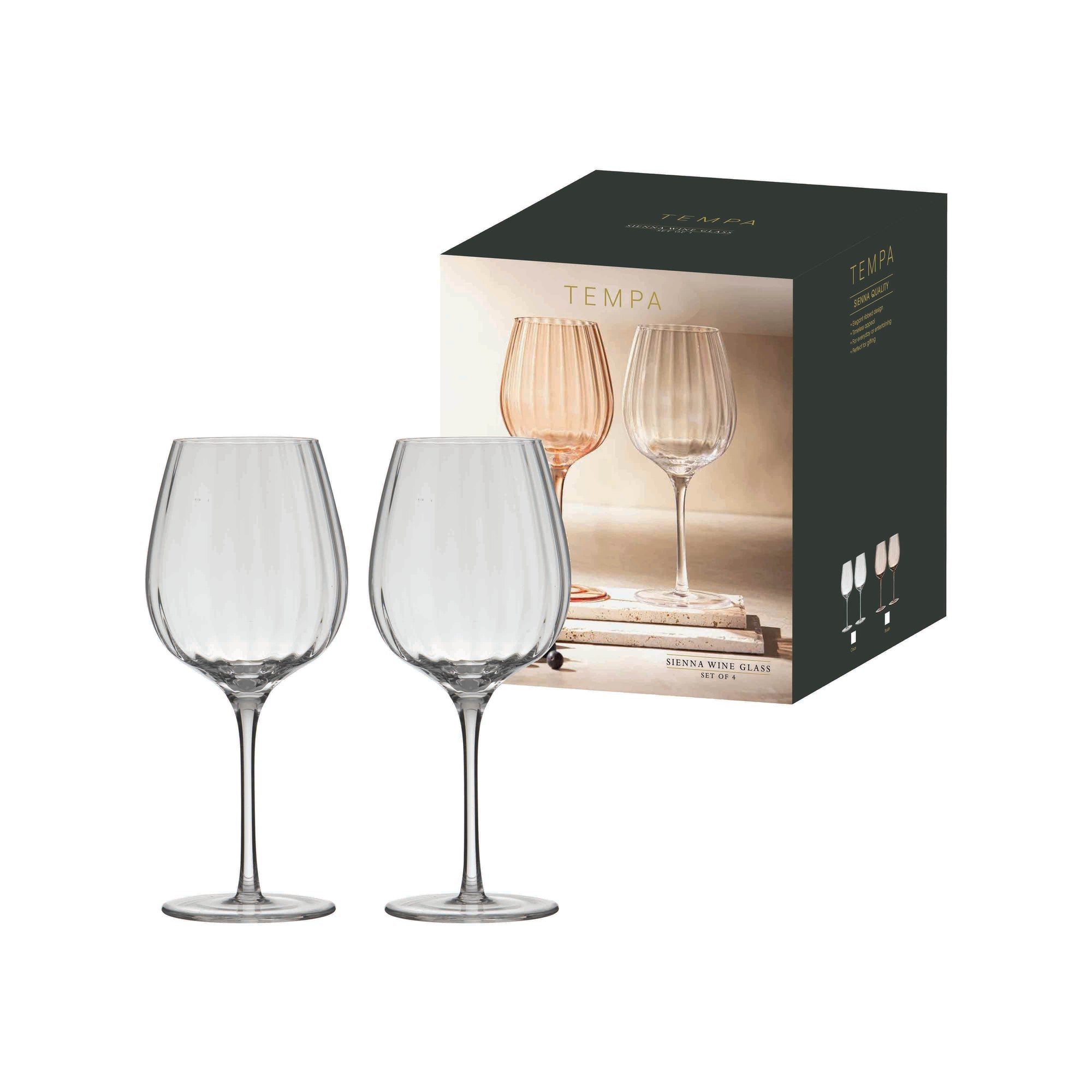 Tempa Sienna Clear 4pk Wine Glass