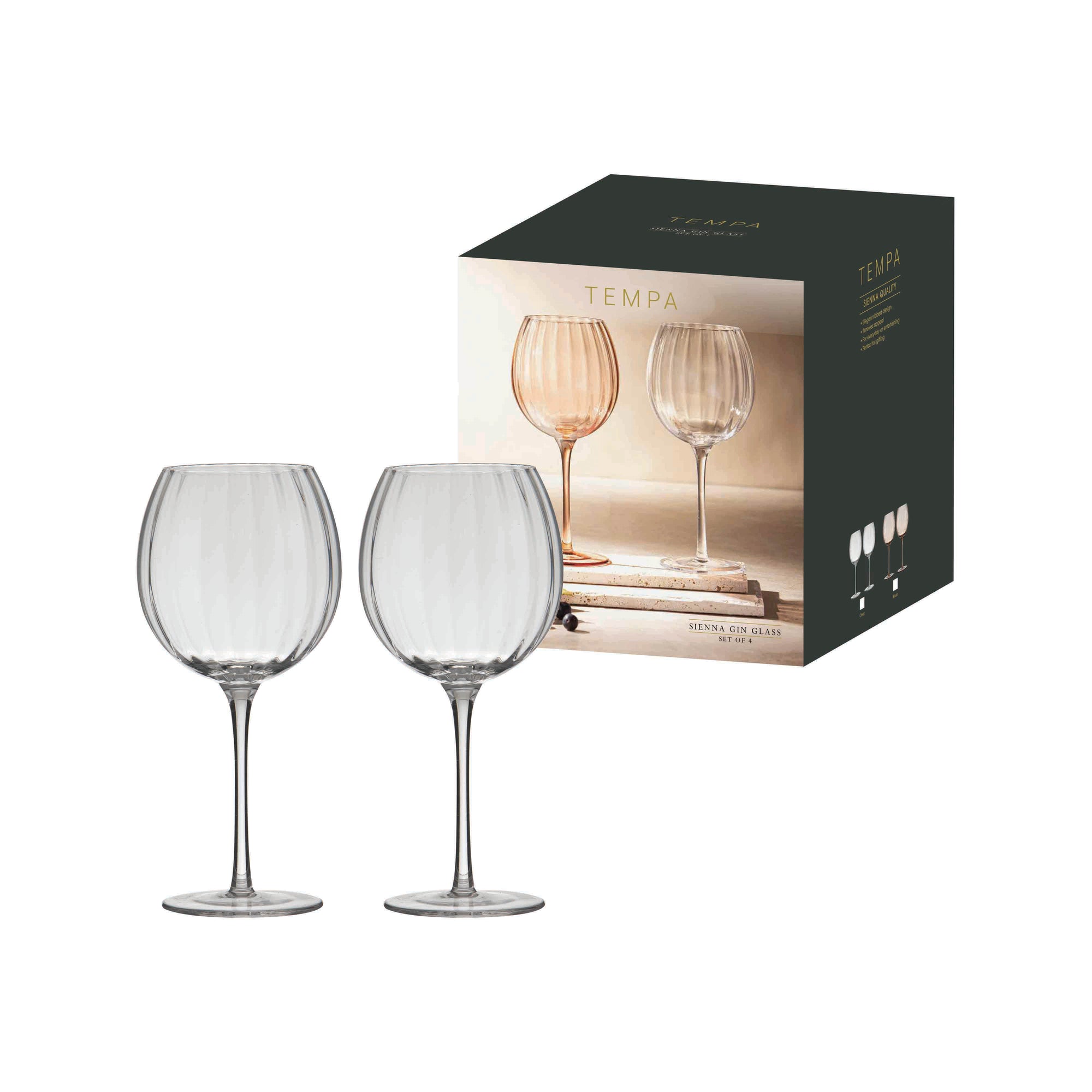 Tempa Sienna Clear 4pk Gin Glass