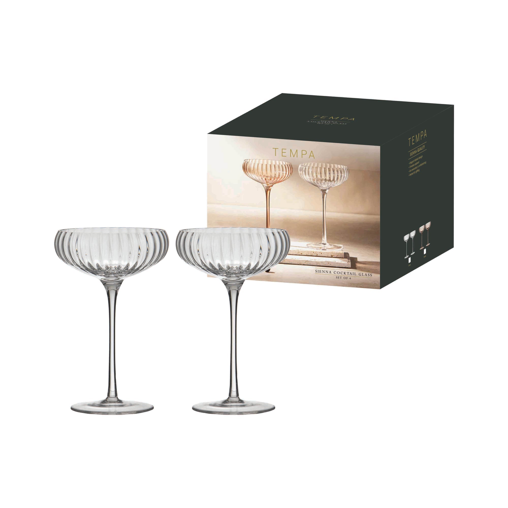 Tempa Sienna Clear 4pk Cocktail Glass
