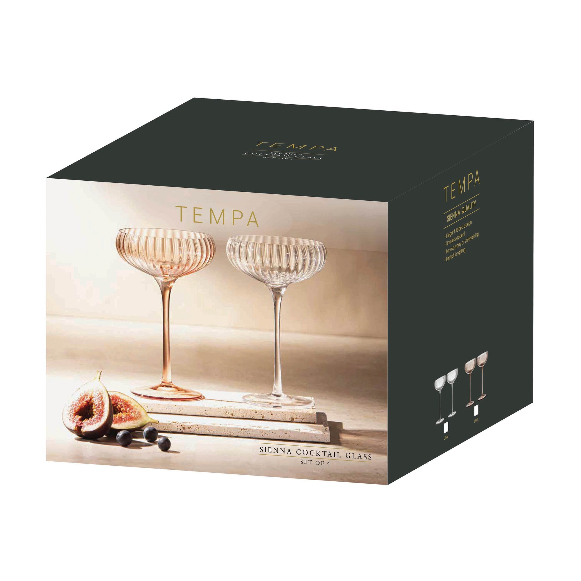 Tempa Sienna Clear 4pk Cocktail Glass