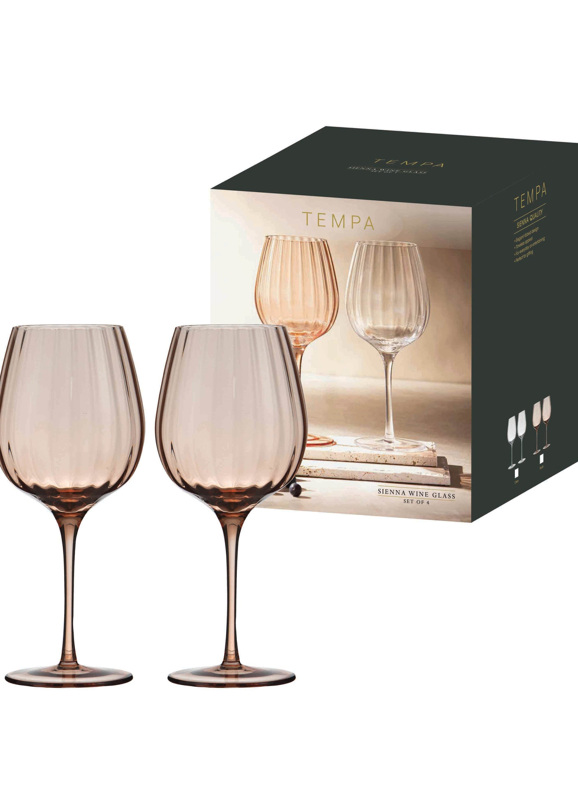 Tempa Sienna Blush 4pk Wine Glass