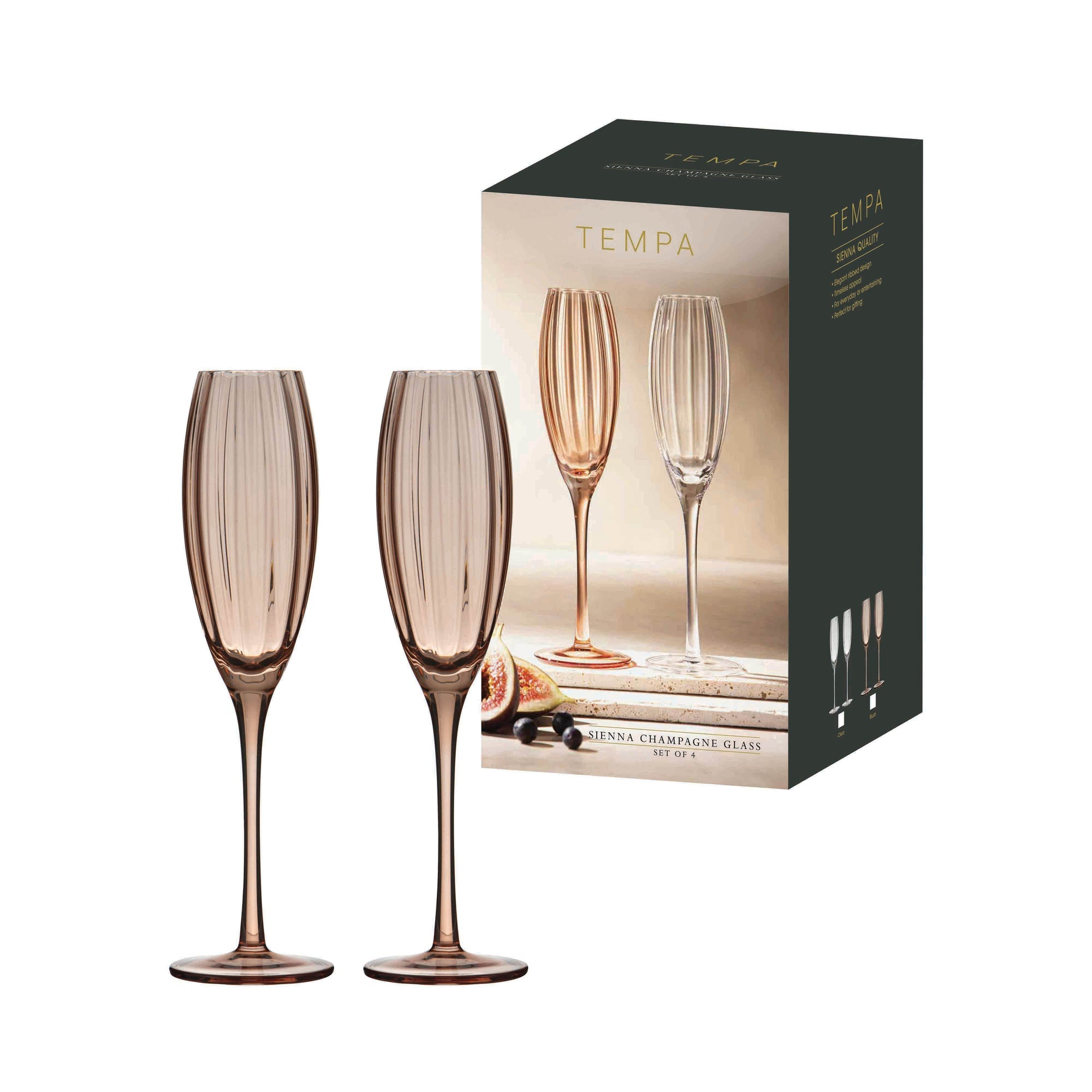 Tempa Sienna Blush 4pk Champagne Glass
