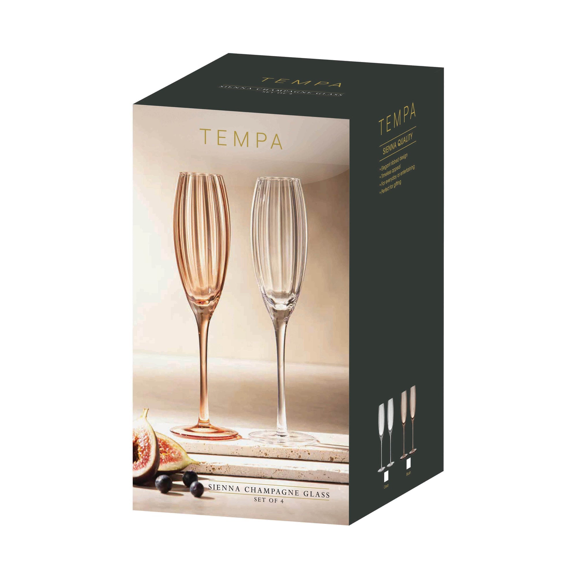 Tempa Sienna Blush 4pk Champagne Glass