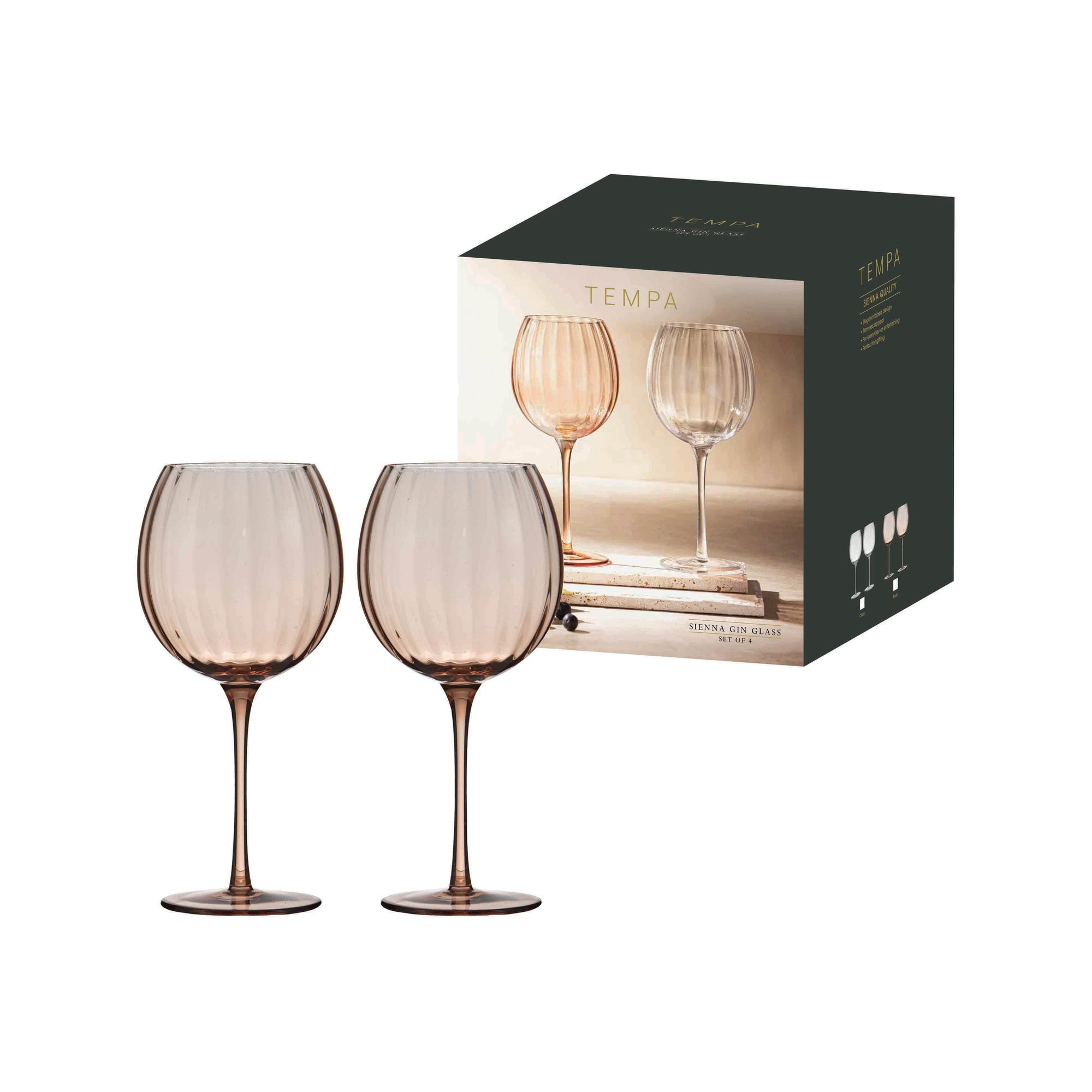 Tempa Sienna Blush 4pk Gin Glass