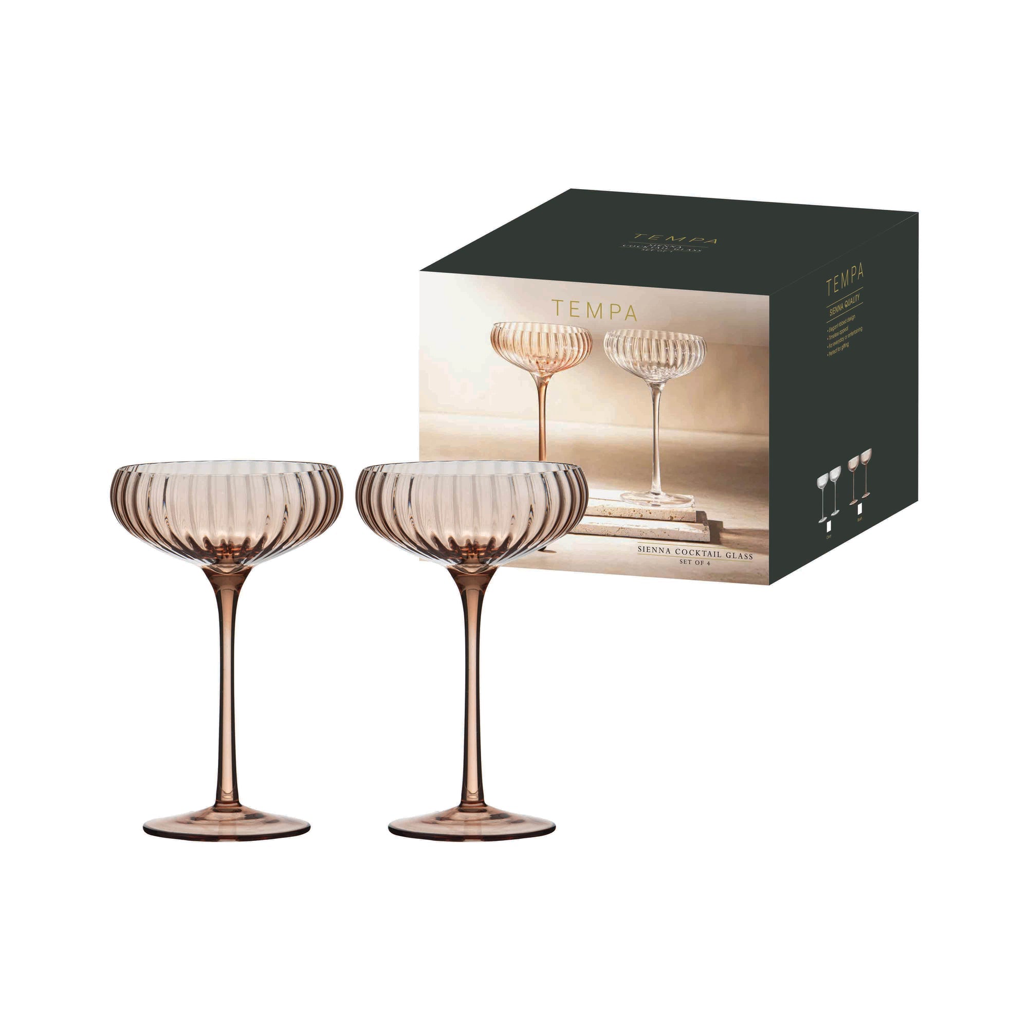 Tempa Sienna Blush 4pk Cocktail Glass