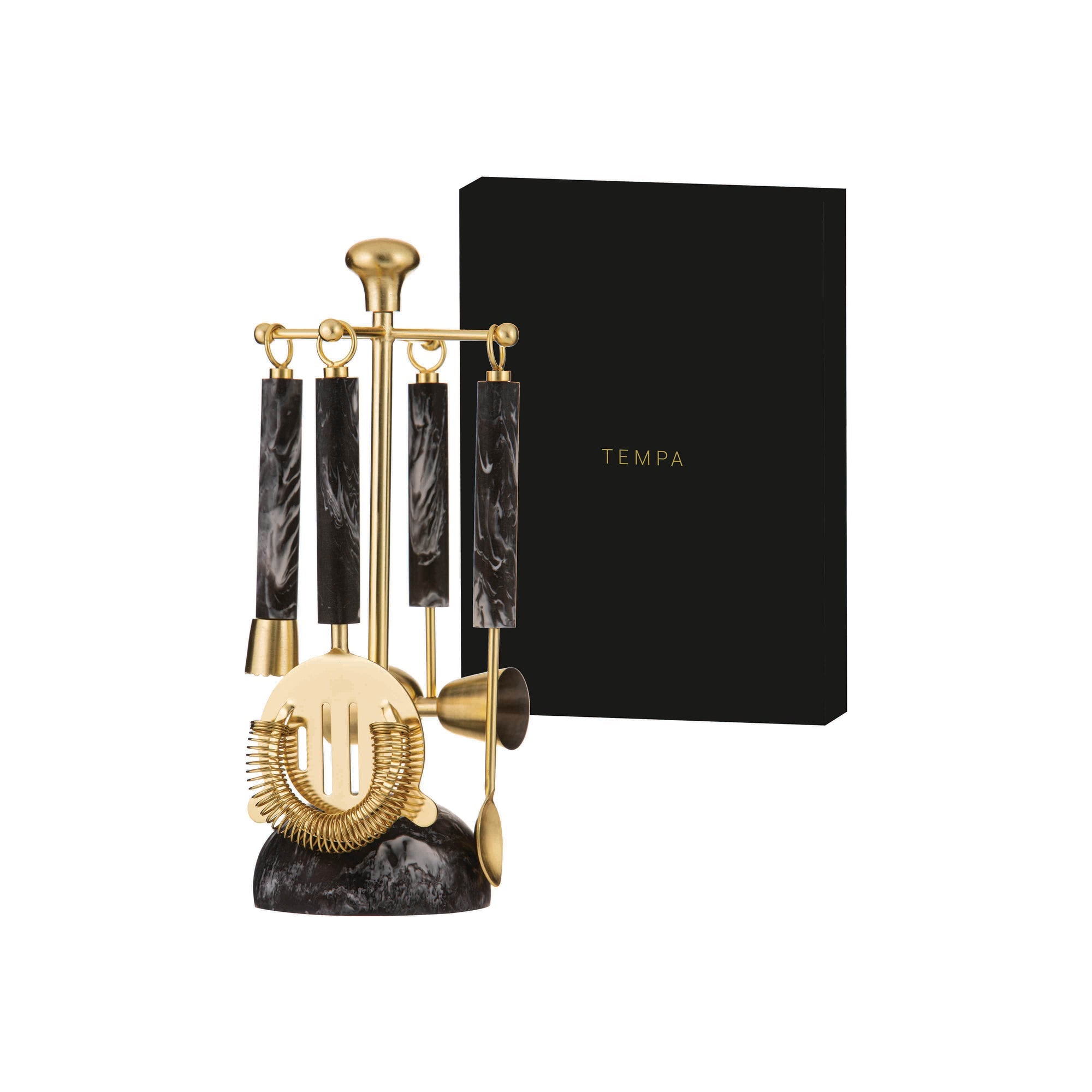 Tempa Bennett Black 5pce Barware Set