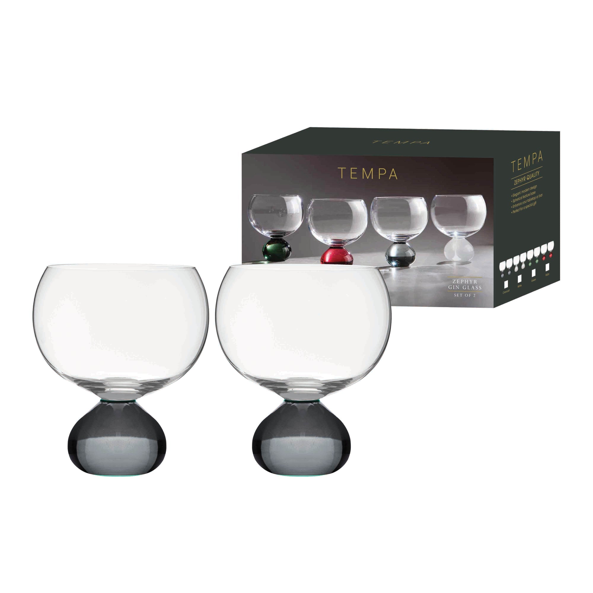 Tempa Zephyr Charcoal 2pk Gin Glass
