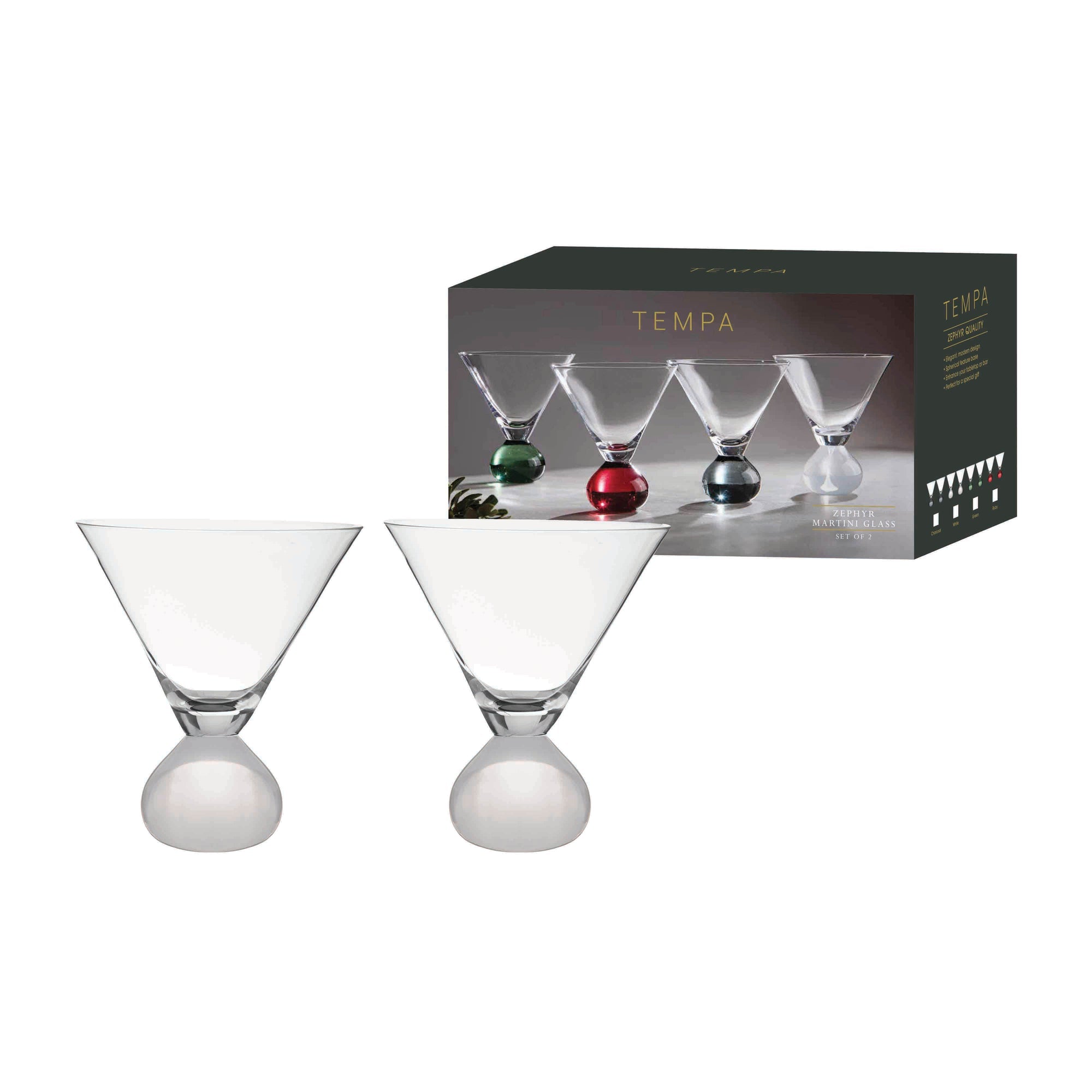 Tempa Zephyr White 2pk Martini Glass