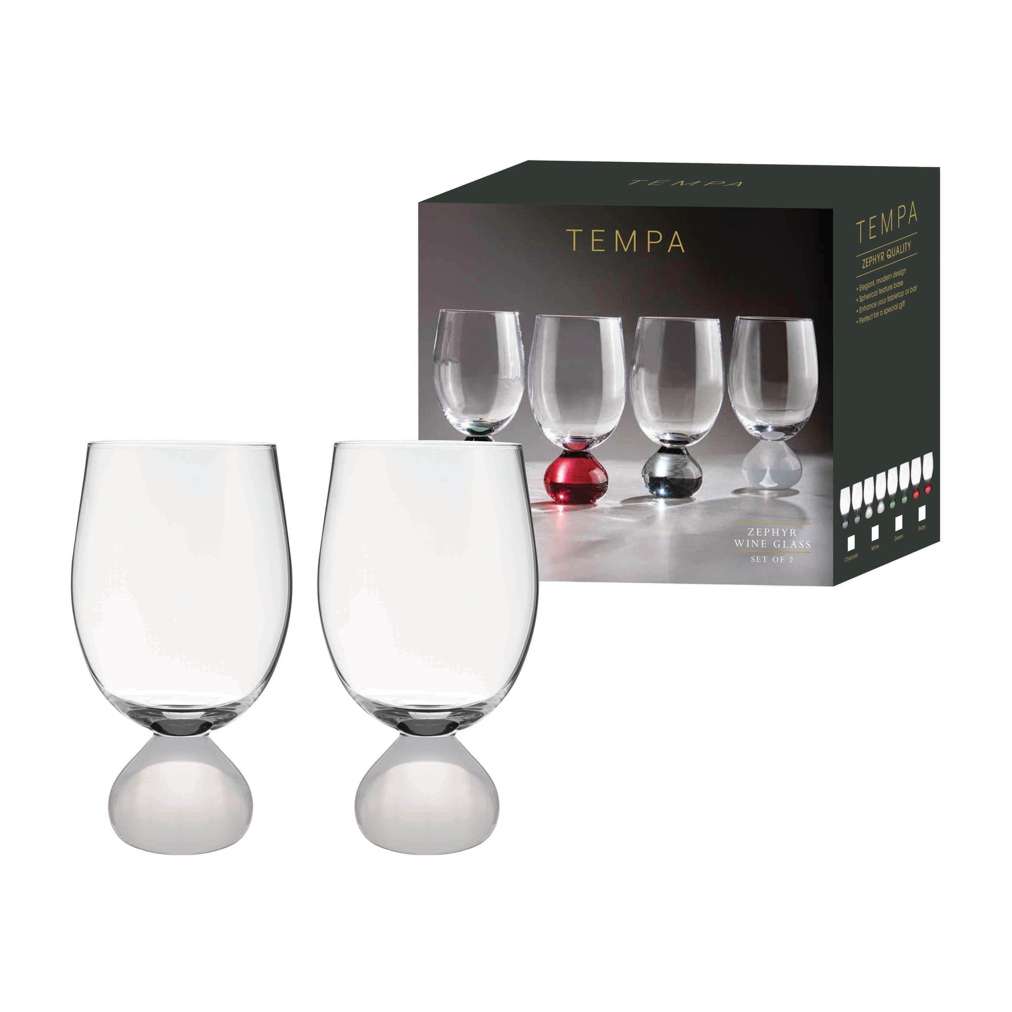 Tempa Zephyr White 2pk Wine Glass