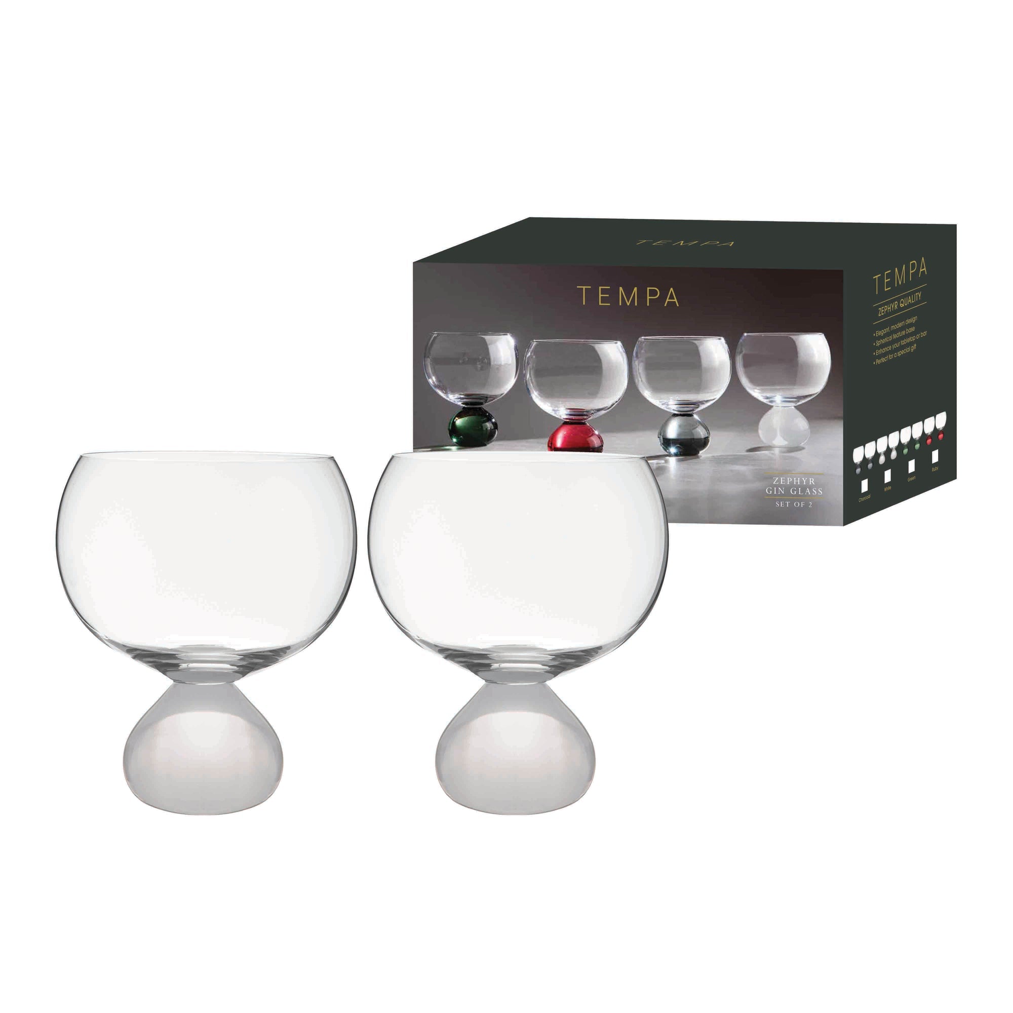 Tempa Zephyr White 2pk Gin Glass