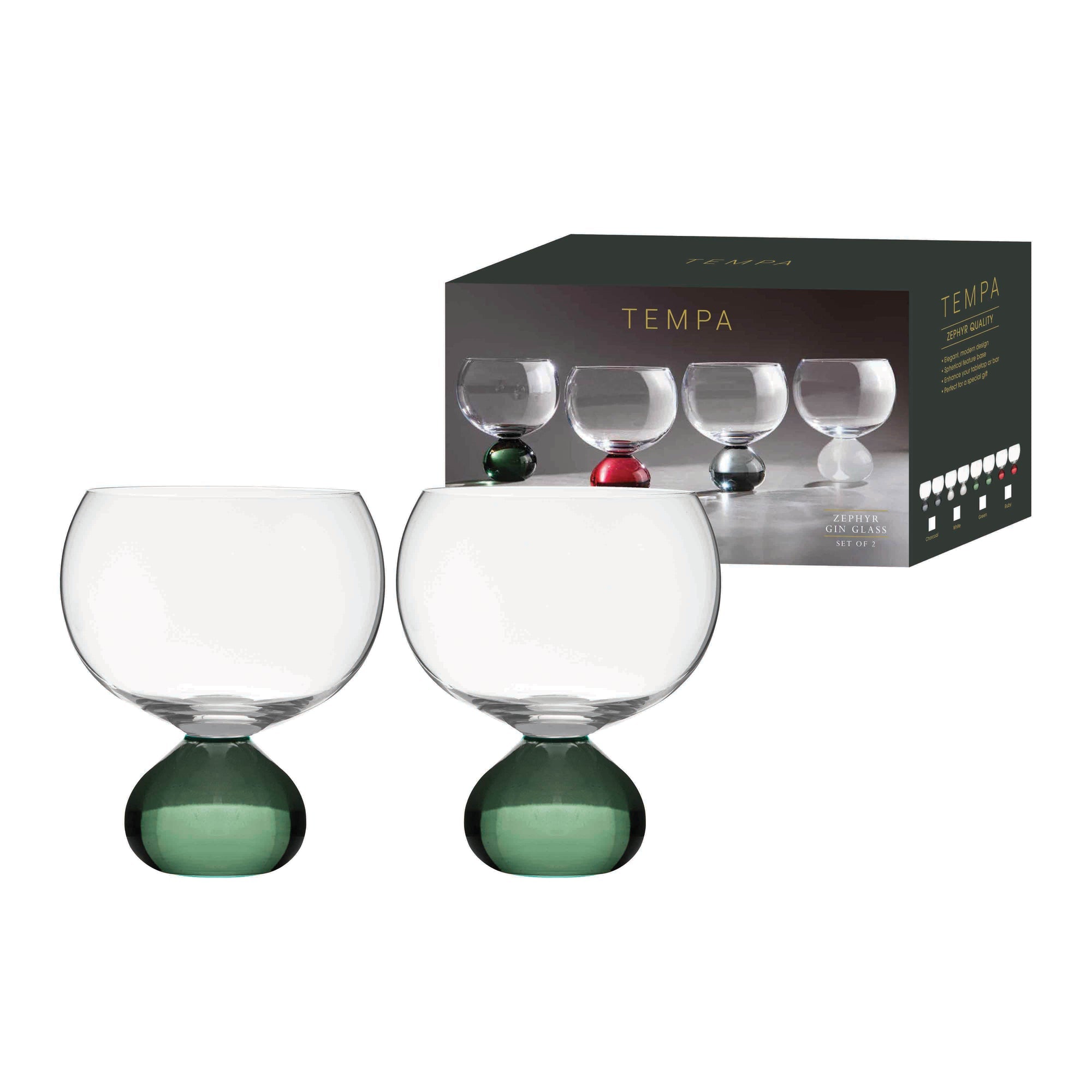 Tempa Zephyr Green 2pk Gin Glass