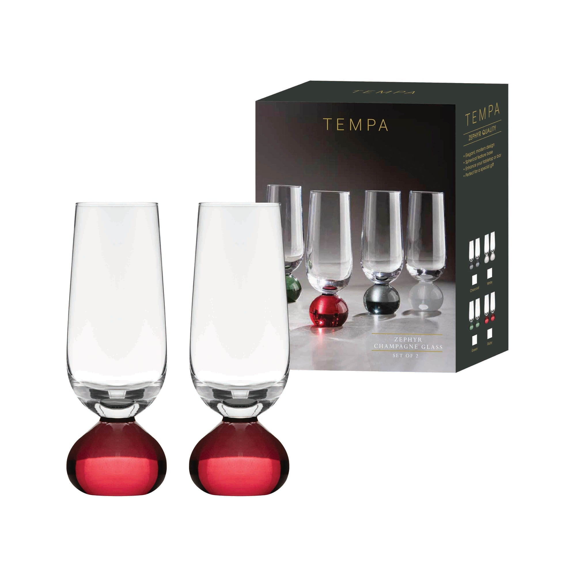 Tempa Zephyr Ruby 2pk Champagne Glass