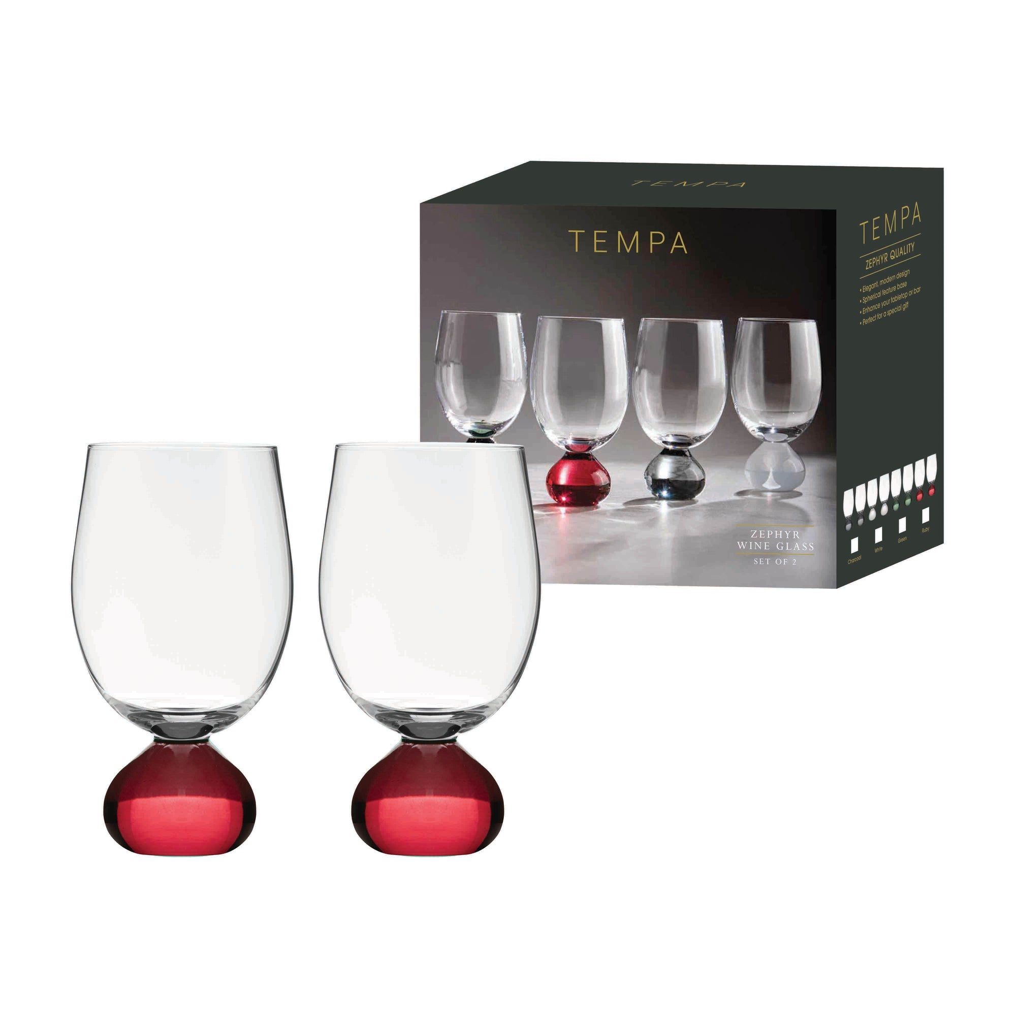 Tempa Zephyr Ruby 2pk Wine Glass