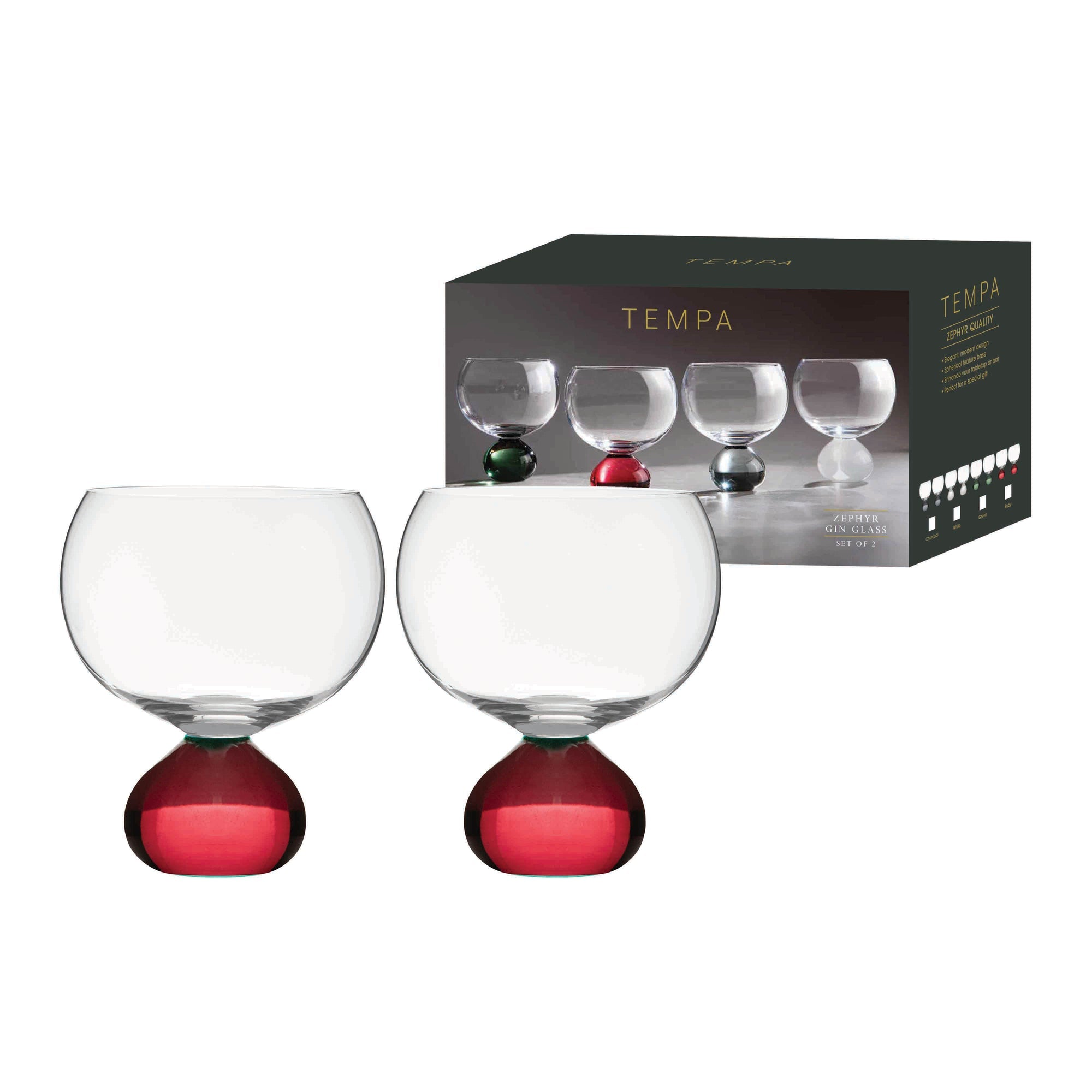 Tempa Zephyr Ruby 2pk Gin Glass