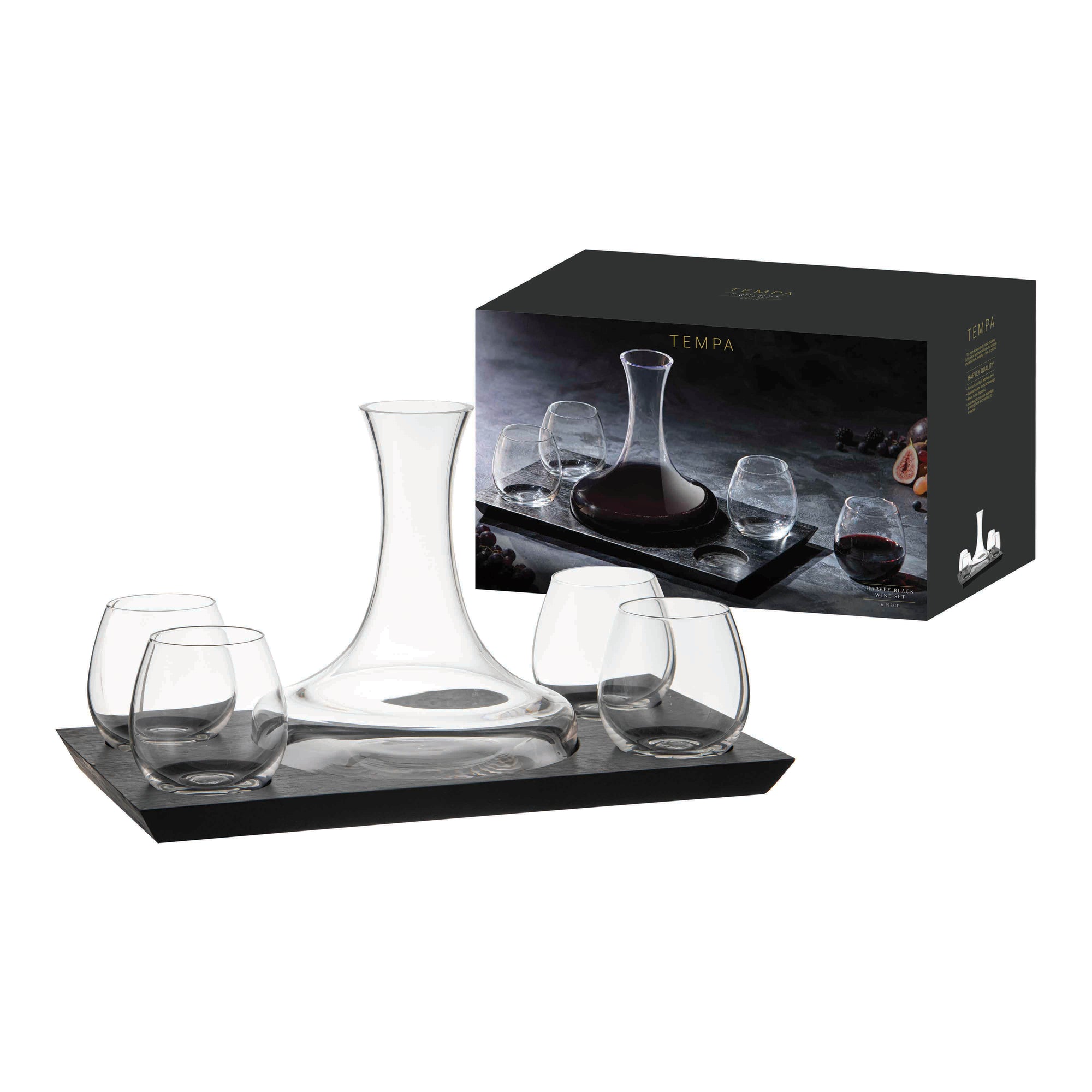 Tempa Harvey Black 6pc Wine Set