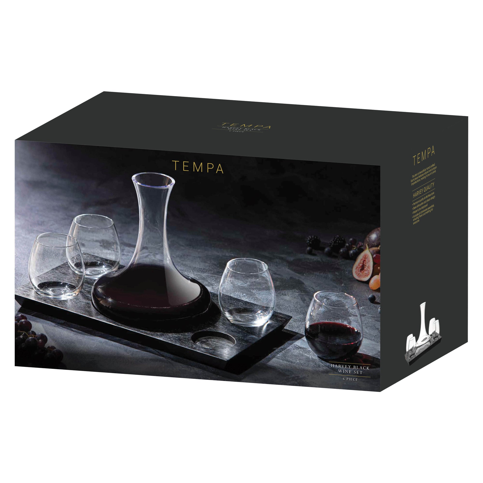 Tempa Harvey Black 6pc Wine Set