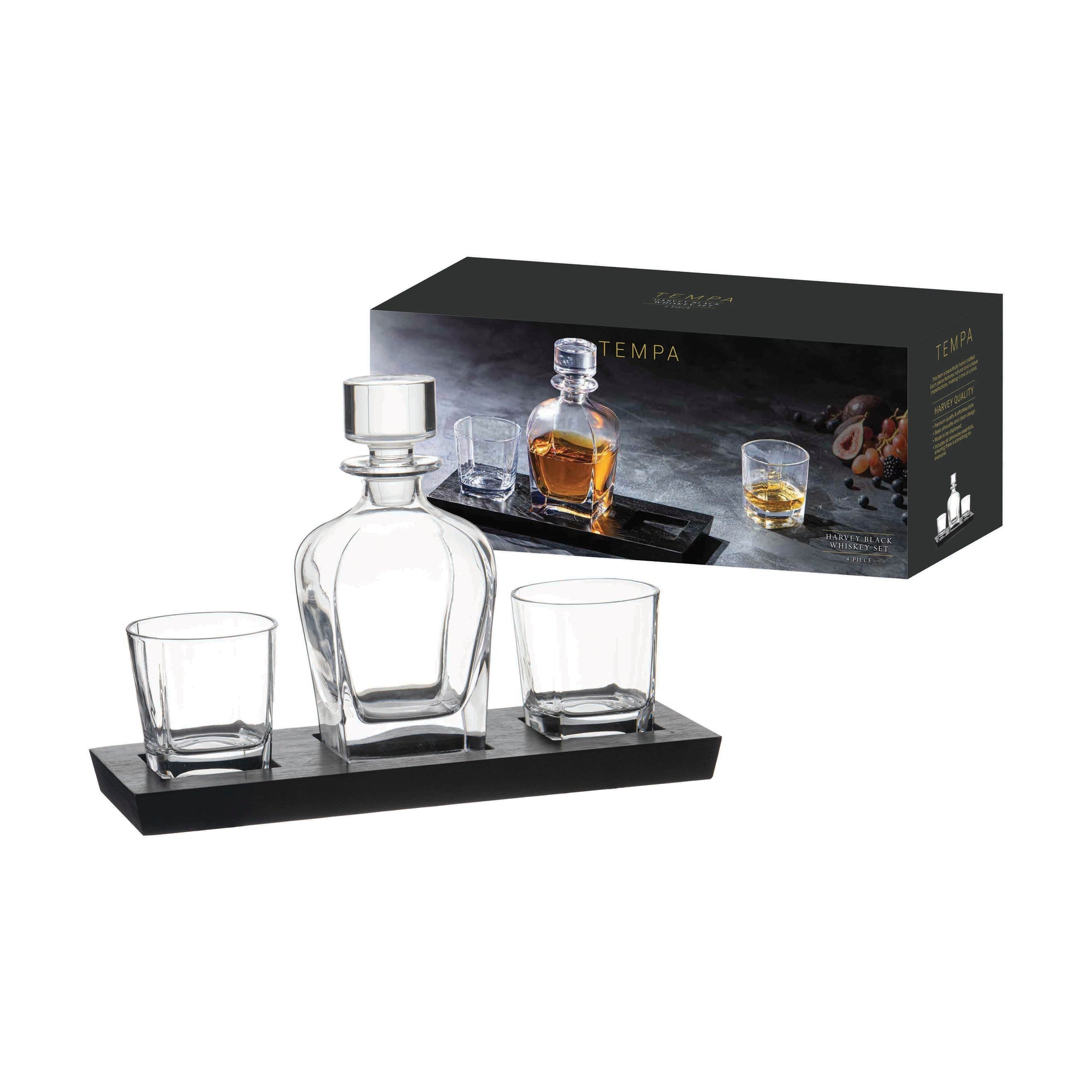 Tempa Harvey Black 4pc Whisky Set