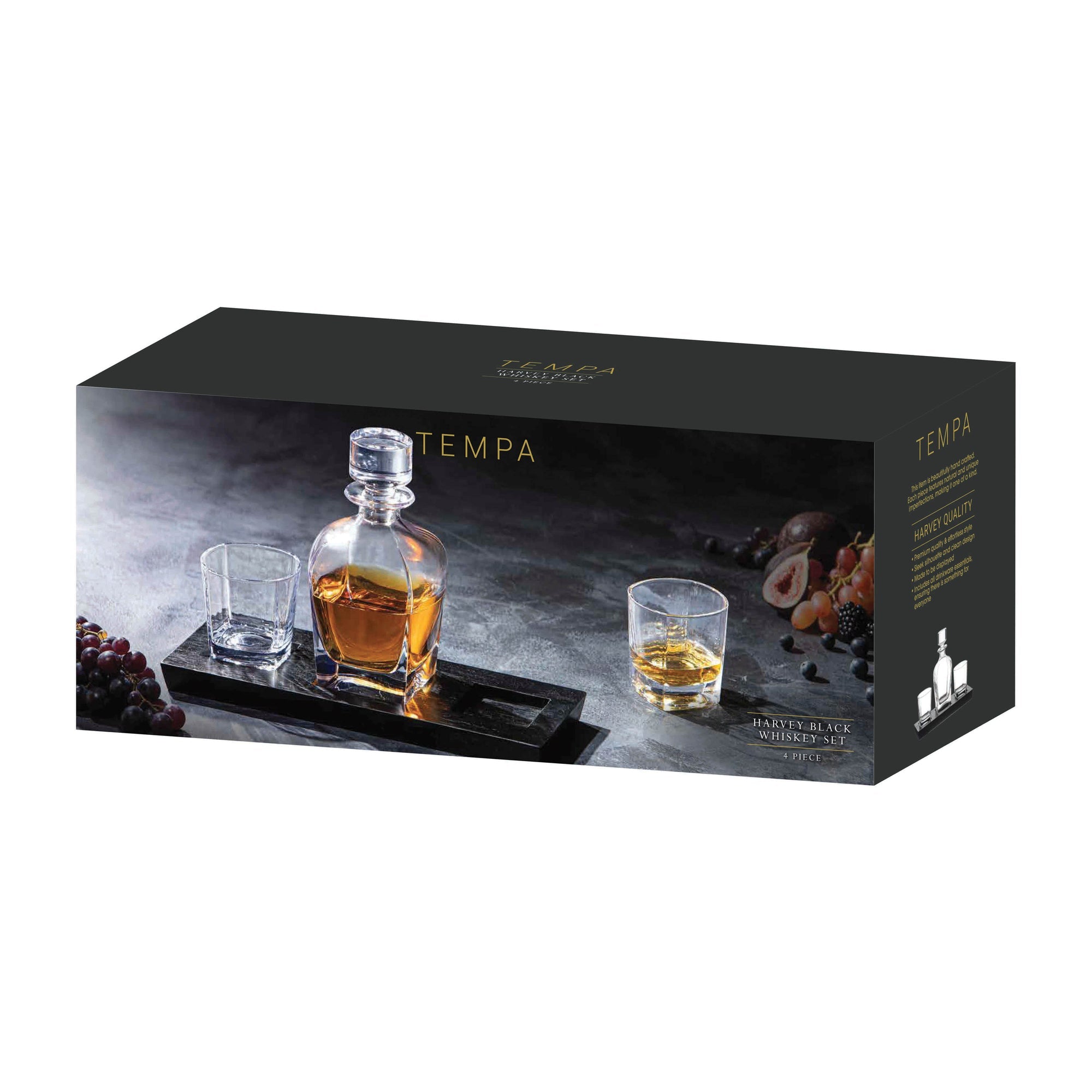 Tempa Harvey Black 4pc Whisky Set