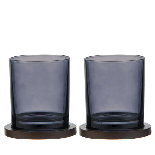 Tempa Avalon Navy 2pk Glass & Coaster Set