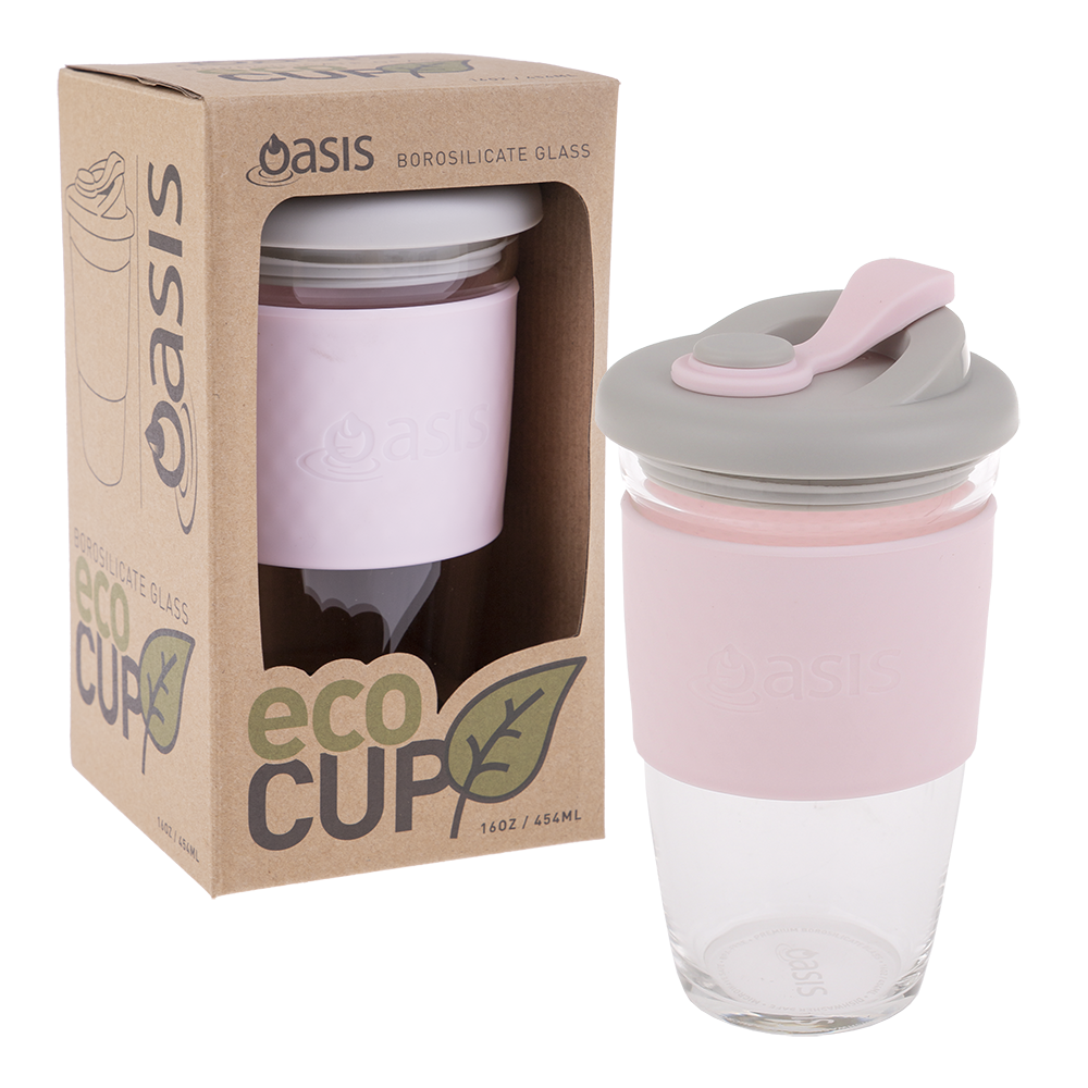 Oasis Borosilicate Glass Eco Cup 16oz/454ml - Pink