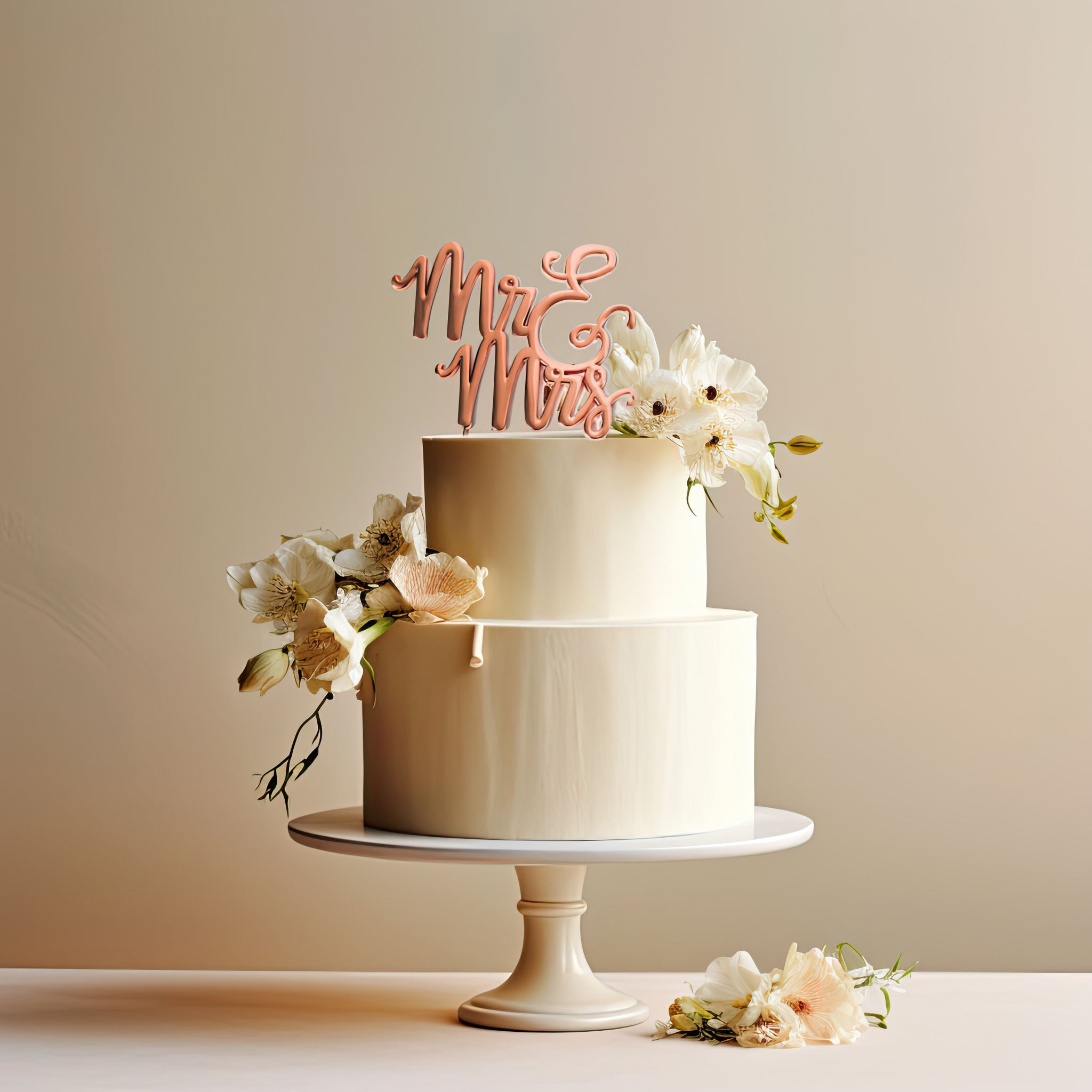 Cake & Candle Plated Cake Topper Mr Mrs Rose Gold