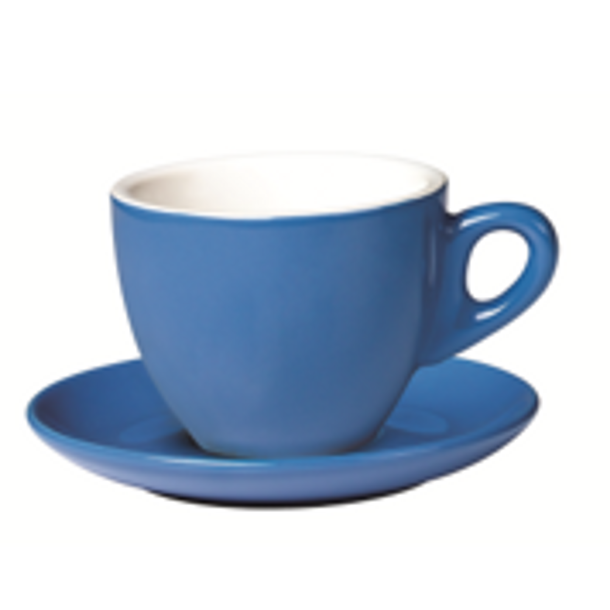 Incasa Belly Cappuccino Cup and Saucer Blue (200ml) 6 Pack