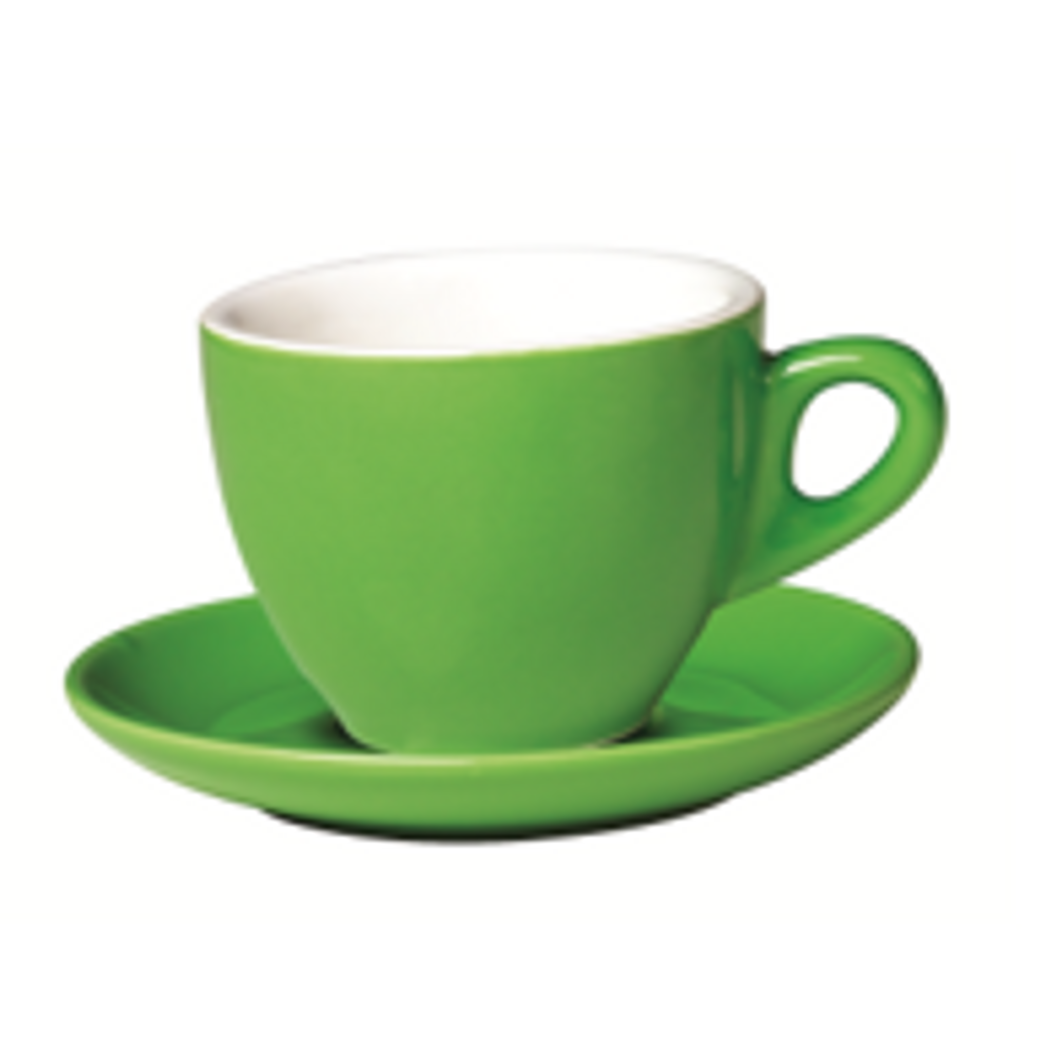 Incasa Belly Cappuccino Cup and Saucer Green (200ml) 6 Pack