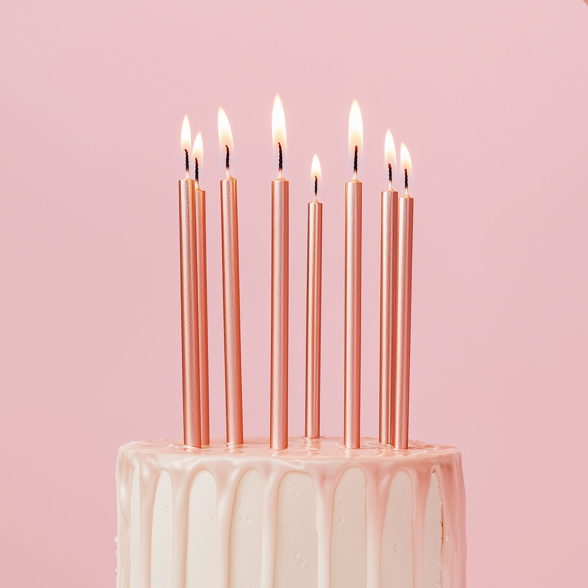 Cake & Candle Tall Cake Candles Rose Gold 12cm 12 Pack