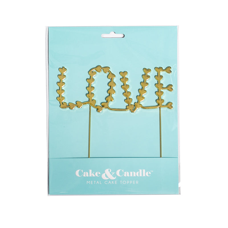 Cake & Candle Metal Cake Topper Love Gold