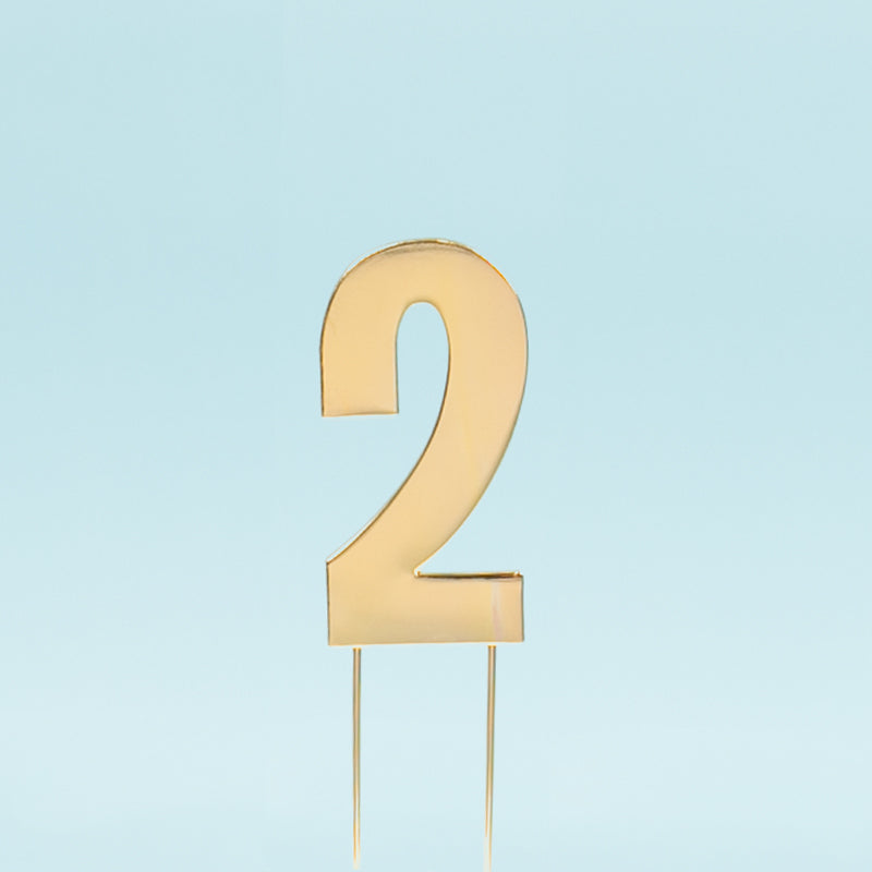Cake & Candle Bold Cake Topper Number 2 Gold