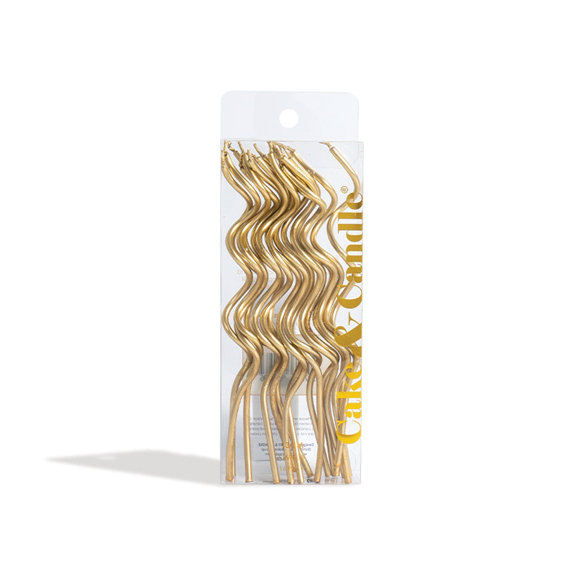 Cake & Candle Swirly Cake Candles Gold 13cm 16 Pack