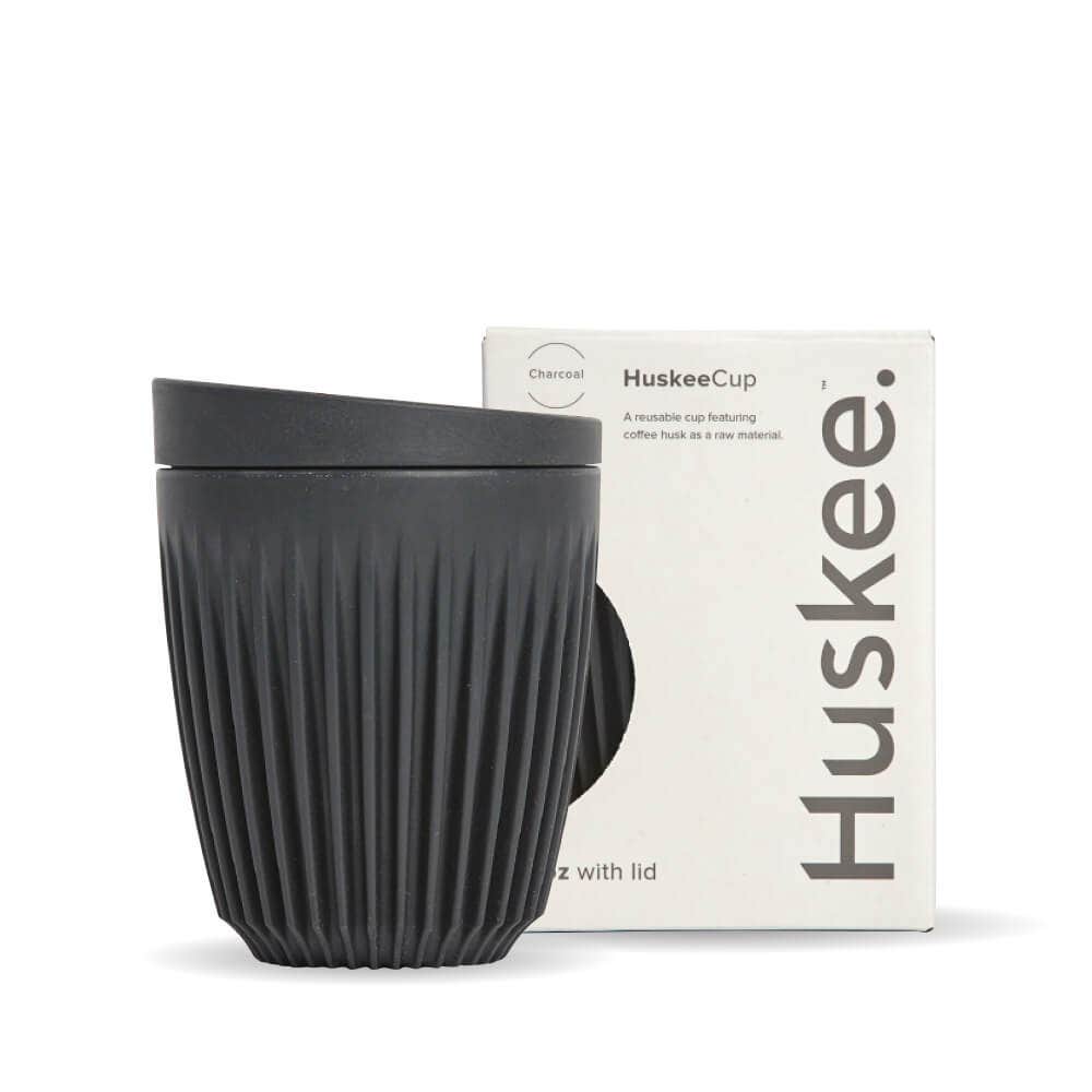 Huskee 8oz Charcoal Cup & Lid (x12)