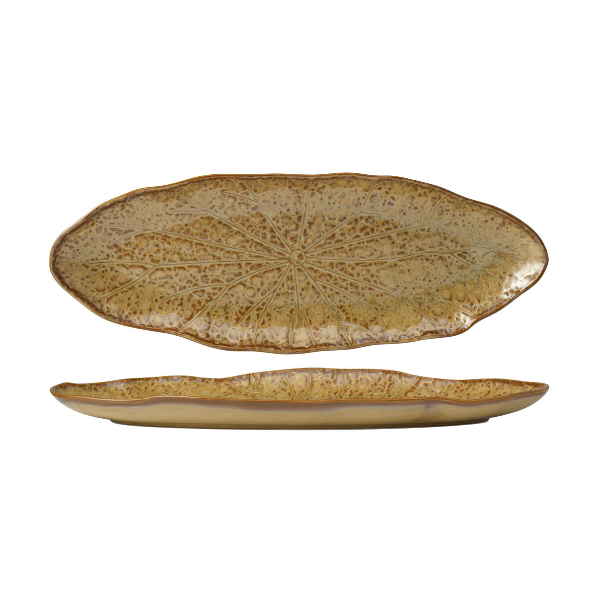 Tablekraft Fusion Lotus Oval Flared Plate 388mm Cinnamon