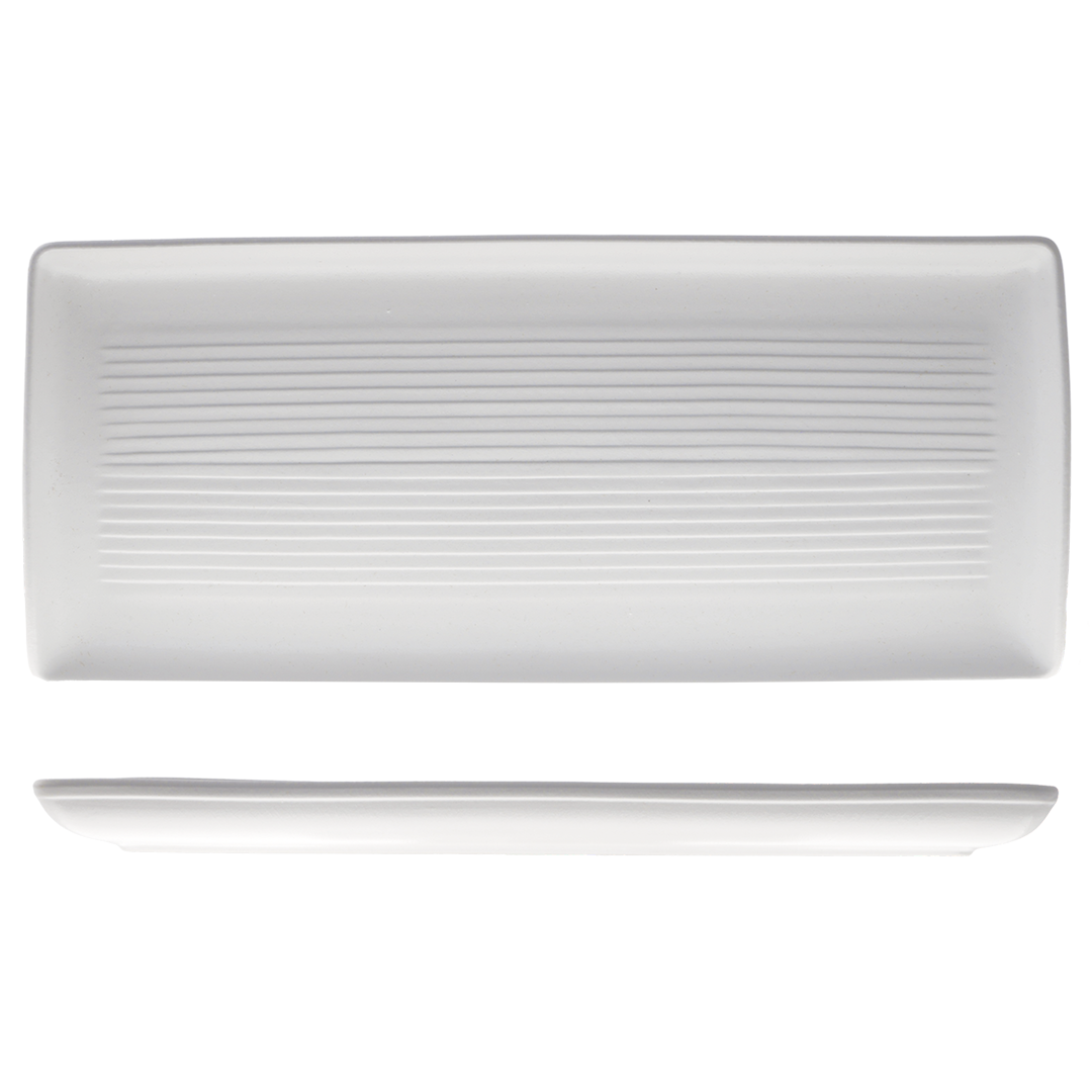 Zuma Pearl Aspen Ribbed Rectangular Platter (365x160mm)