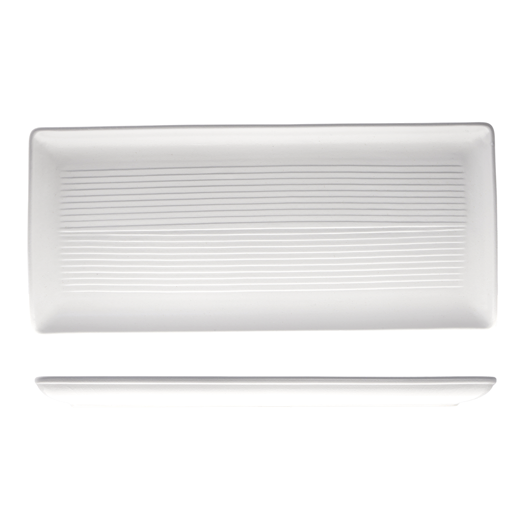 Zuma Pearl Aspen Ribbed Rectangular Platter (395x180mm)