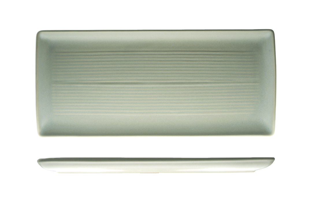 Zuma Pearl Pistachio Ribbed Rectangular Platter (395x180mm)
