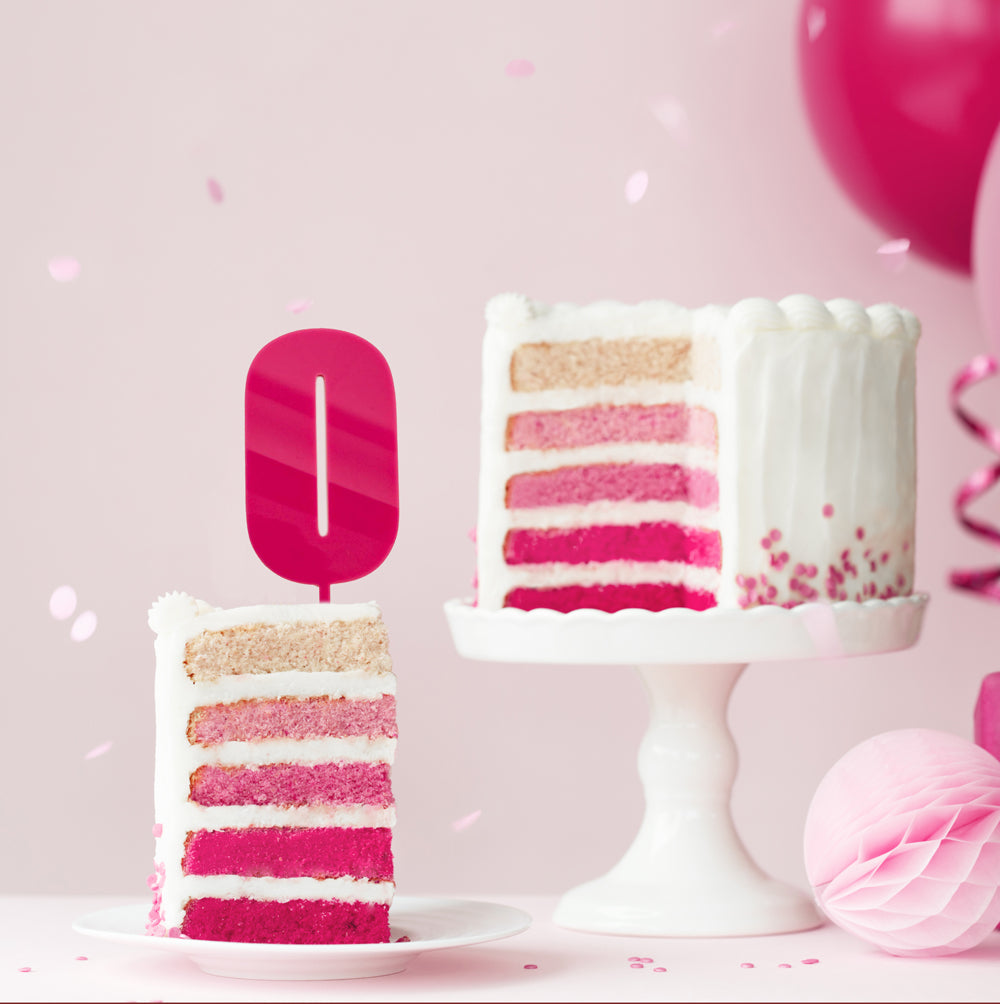 Cake & Candle Mega Number 0 Cake Topper Pink