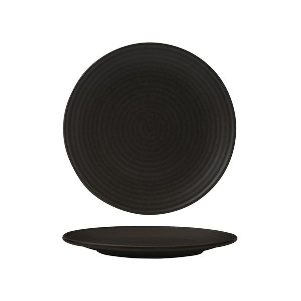 Zuma Charcoal Ribbed Round Plate (210mm Ø)
