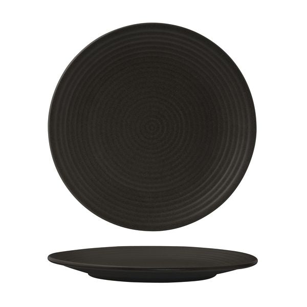 Zuma Charcoal Ribbed Round Plate (265mm Ø)