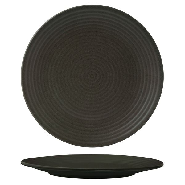 Zuma Charcoal Ribbed Round Plate (310mm Ø)